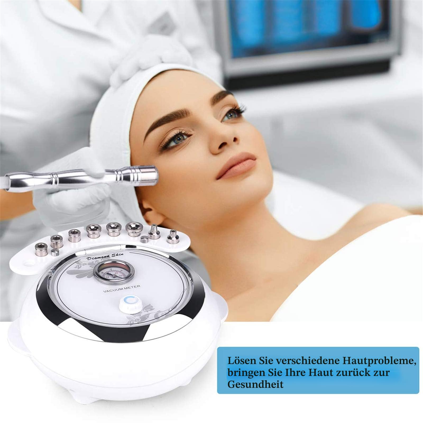 TwoWin Diamant Mikrodermabrasion Dermabrasion Maschine, 3 in 1 Professionelle Hautverjüngung Akne Faltenbehandlung Salonausstattung für Gesicht mit Vakuum und Spray (Starke Saugkraft: 65-68 cmhg)
