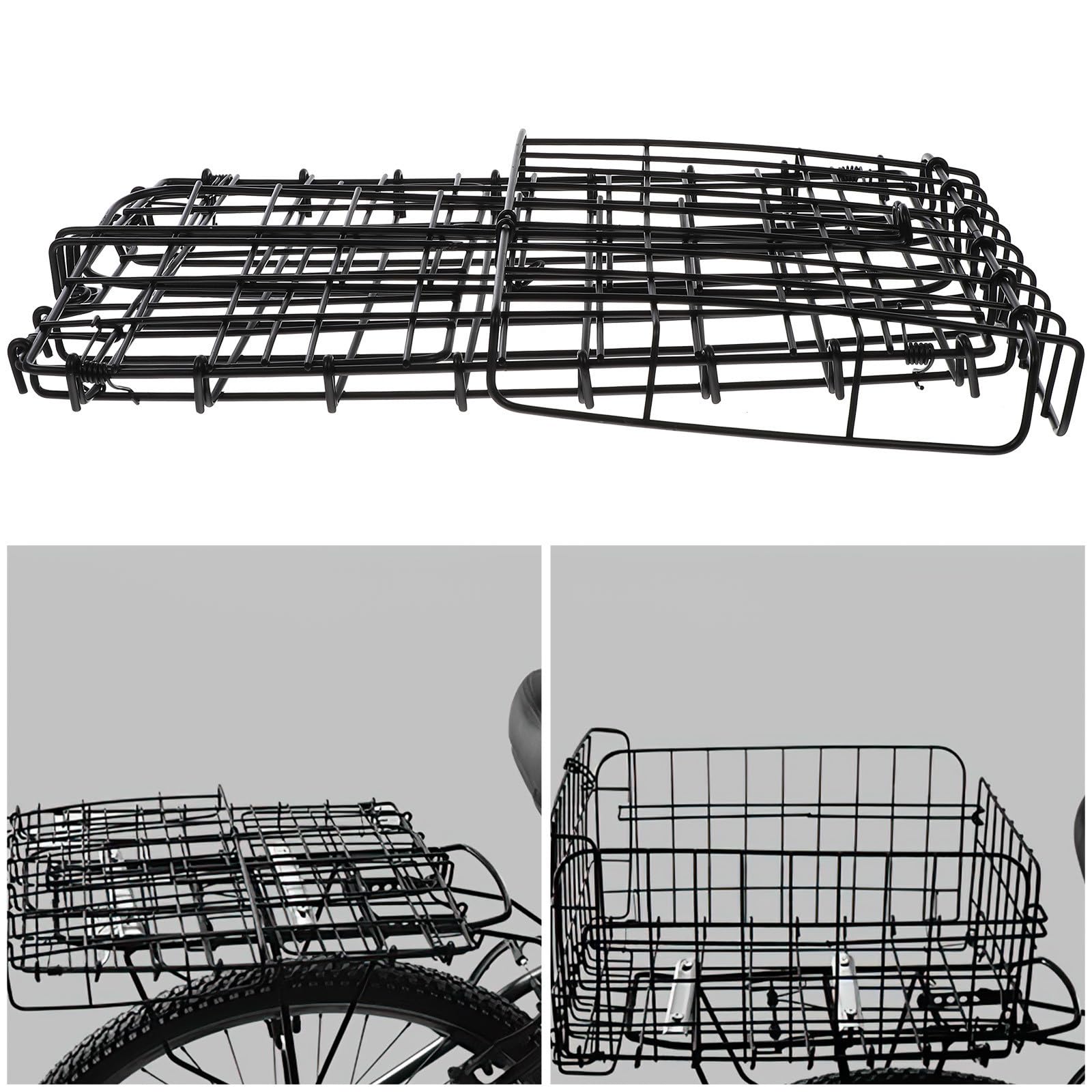 VOSAREA Panier de Rangement Noir Arrière d'acier Pliable en Fil Vélo de Conteneur Stable et Sûr Estivale pour Fête en Plein Air