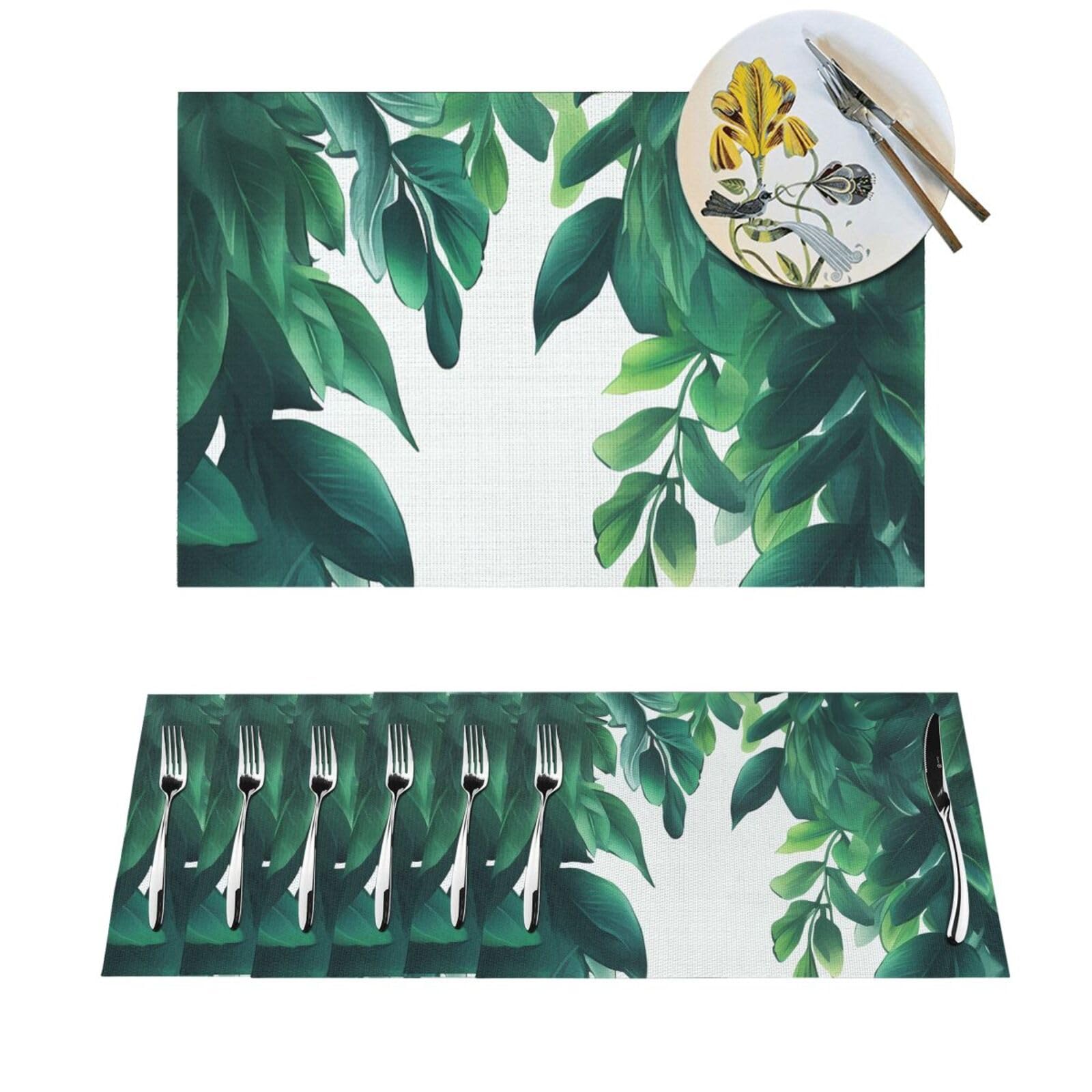 Sets de table de mariage exotiques feuilles tropicales pour réception