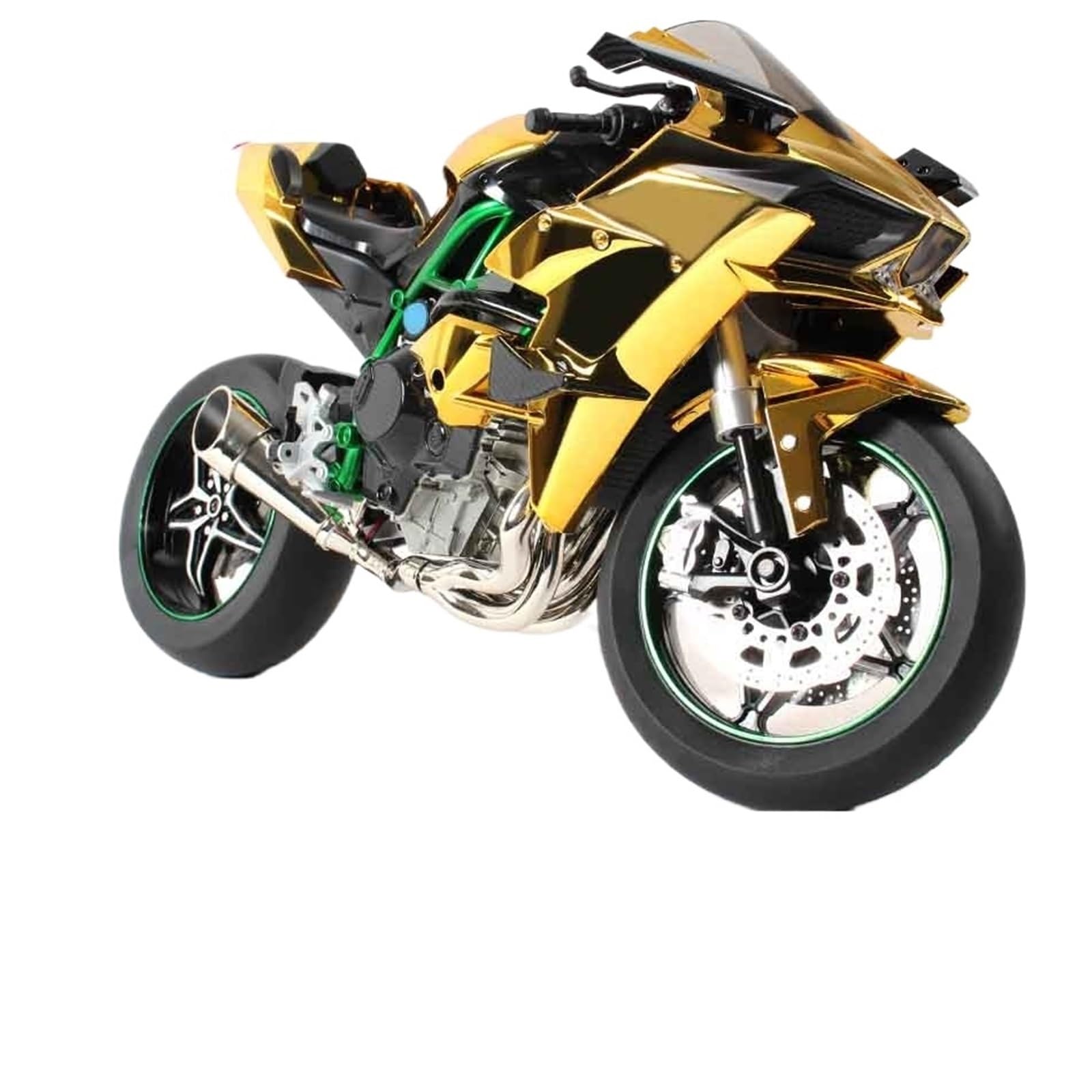 Moto en Alliage pour Kawasaki H2R, Modèle Dynamique, Clé De Démarrage, Course, Spray, Sport, Lumière Sonore, Jouet 1:6 1:9