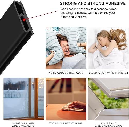 Miniatura 5 de Tira de sellado de 0.78 pulgadas para puertasventanas, sellos de respaldo autoadhesivos (de 110 pulgadas a 1150 pulgadas), tira de sellado de 49