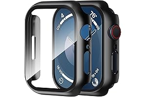 Smiling 2-Pack Tempered Glass Case for Apple Watch Series 4/5/6/SE 44mm