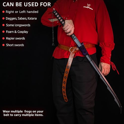 Miniatura 3 de Armory Replicas - Funda de daga de cuero genuino - Rana espada ajustable de inspiración medieval para armas pequeñas