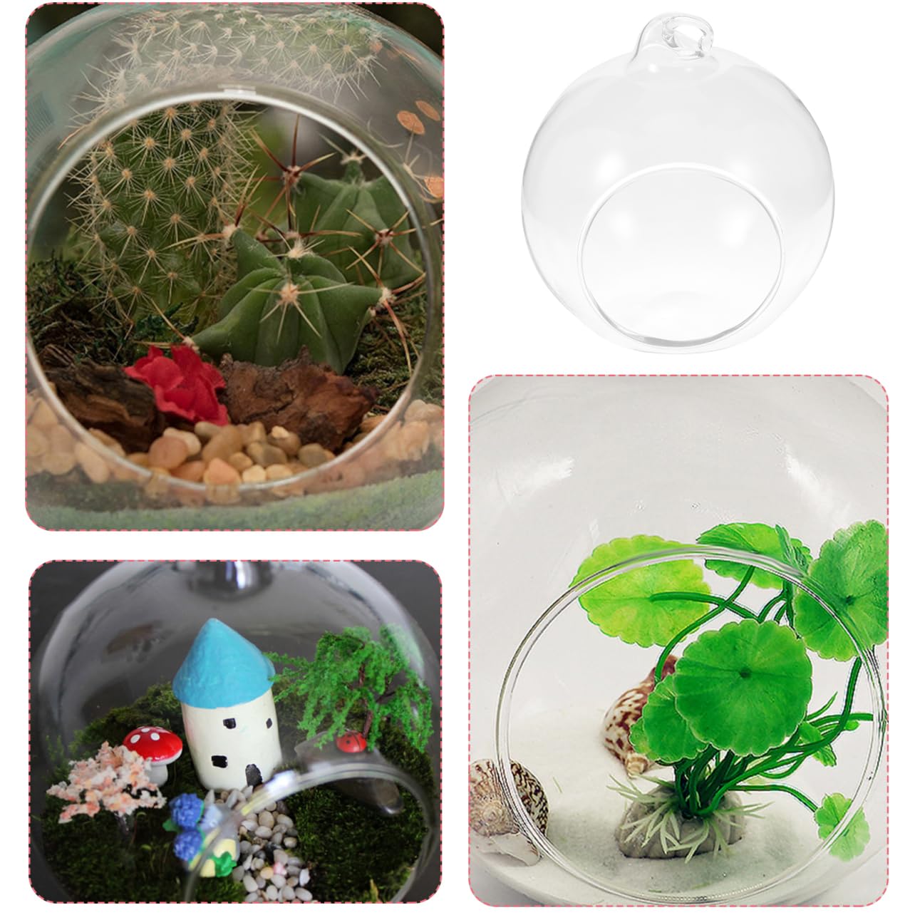 Supvox 12 Stück Hänge Terrarium aus Glas Kreative Kugelförmige Pflanzgefäße mit Glatter Oberfläche zum Dekorieren und Aufhängen für Moos und Mikro Landschaften