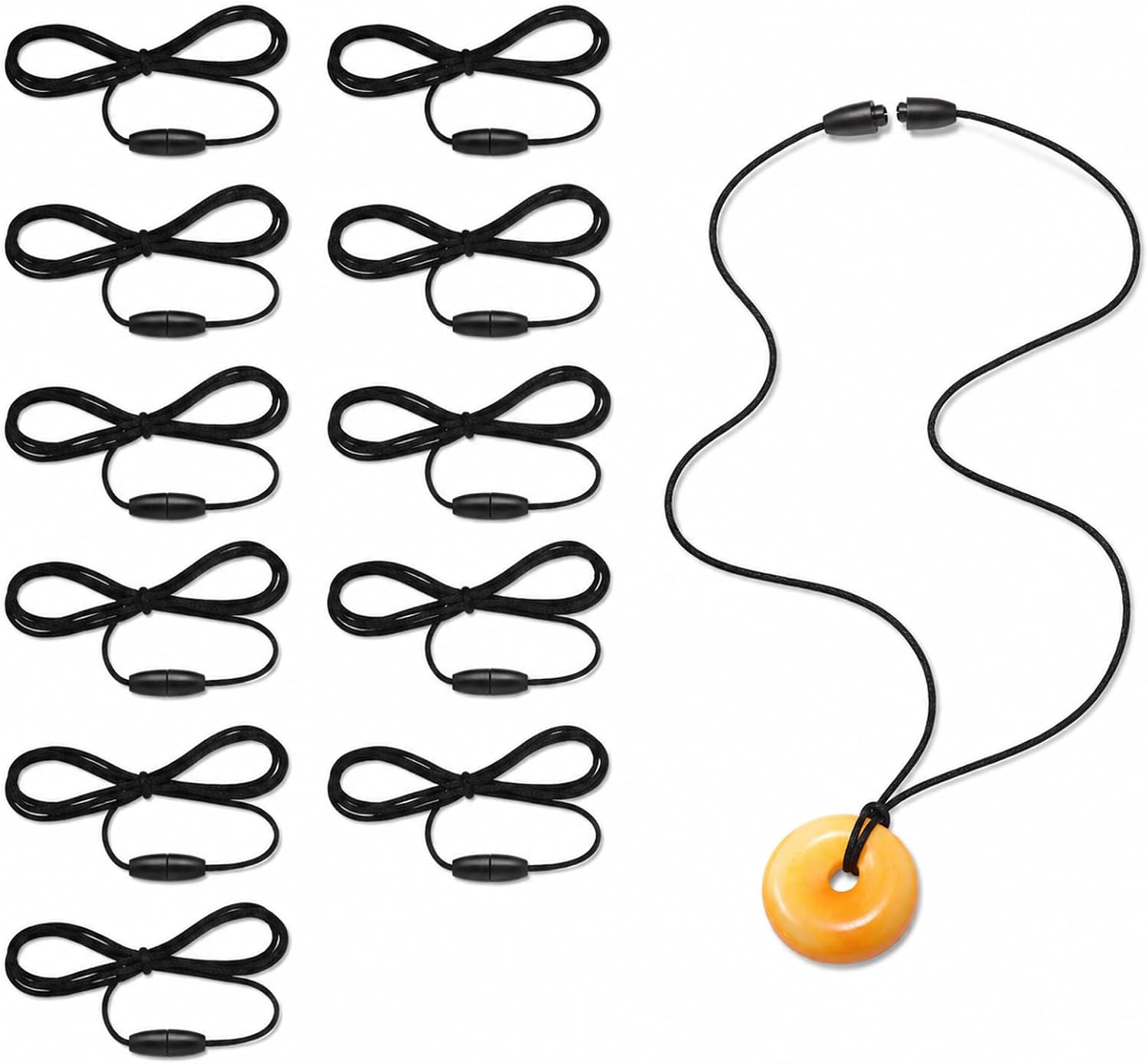 12 Pack Black Replacement Necklace Cord with Breakaway Clasp
