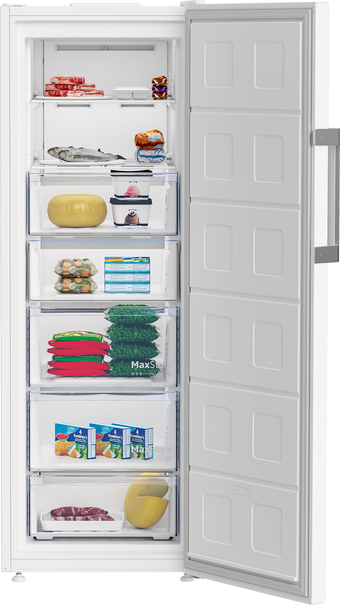 Beko B3RFNE294W - Congelatore Verticale, 260 litri, No Frost, Congelamento 15 kg/24h, Classe energetica E