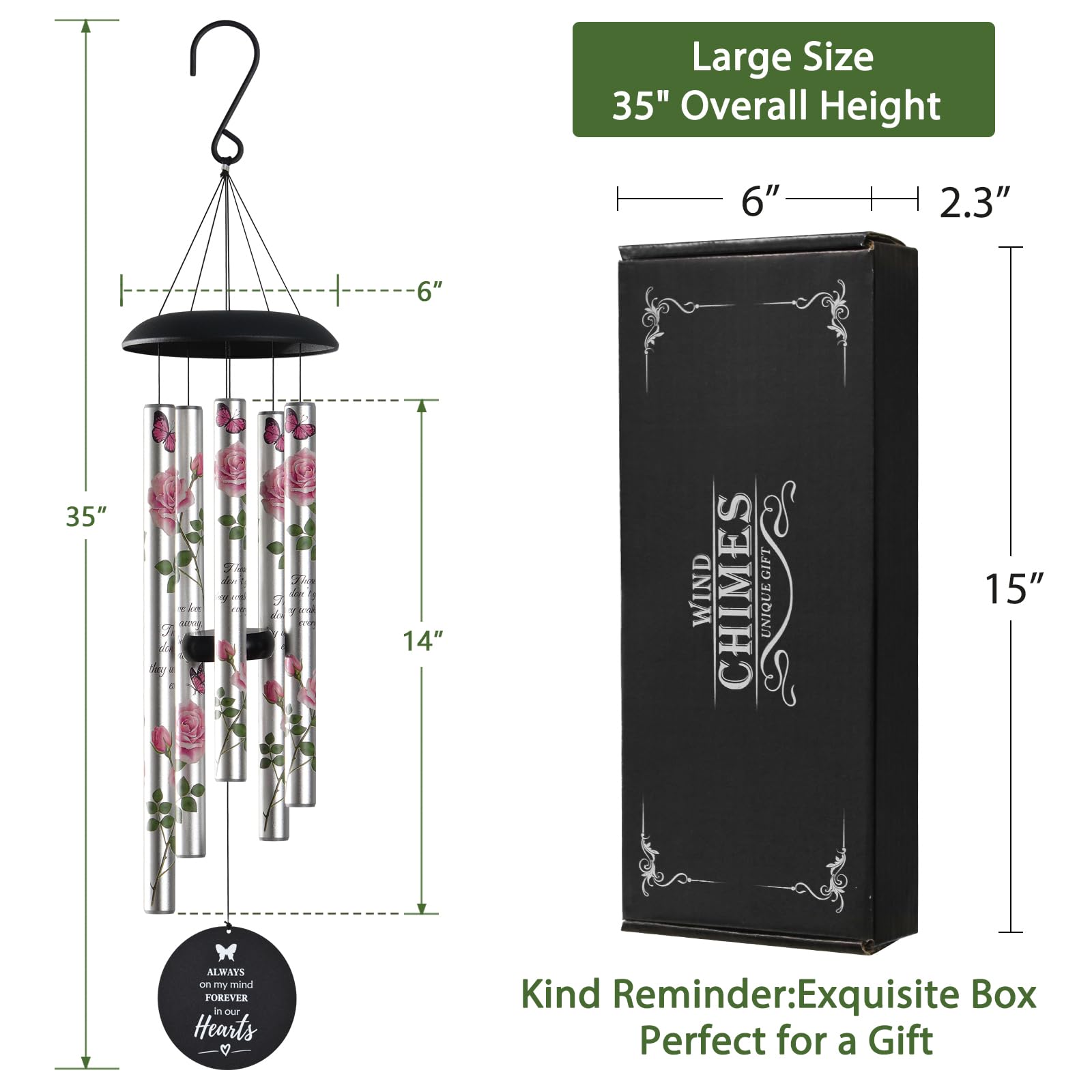 Campanelli Eolici Di Simpatia Con Colibrì Per Esterni - Regalo Commemorativo Per Lutto Perdita Persona Cara