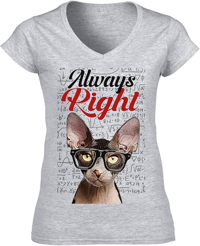 teesquare1st Women's Sphynx Always Right Grey TShirt Amazon.co.uk Fashion