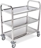 Vista 1 de Carrito de servicio Carlisle, acero inoxidable, 3 estantes, capacidad de 400 libras, L, Acero inoxidable, 1