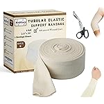 Premium Elastic Tubular Compression Medical Bandage Size B Stockinette, 2.5 inches x 33 Feet. Reusable Elastic Bandage Sleeve Wraps Plus One Pair of Medical Scissors