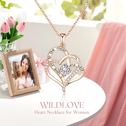 Miniatura 3 de WILDLOVE Rosa real preservada para siempre con collar I Love You, regalos de cumpleaños para mamá, abuela, esposa, flores preservadas, regalo para