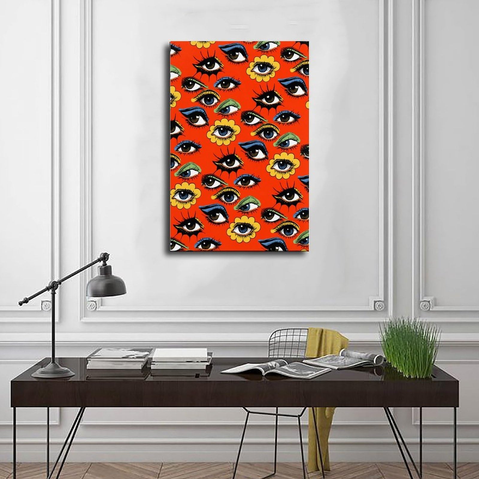 NEOHI 60er-Jahre-Augenmuster, Vintage-Stil, Raumästhetik, Leinwandkunst, Wanddekoration, Poster, Zuhause, Bar, Restaurant, Garage, Café, Logo, Geschenk, 60 x 90 cm