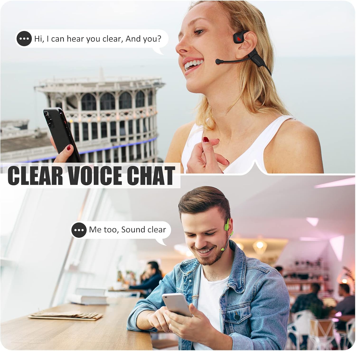 Bone Conduction Bluetooth Headphones with Mic Wireless Computer Headset Built in Mic Noise Canceling Multipoint Connection Open Ear Comfortable for Running Cycling Working Driving Workouts - Image 9