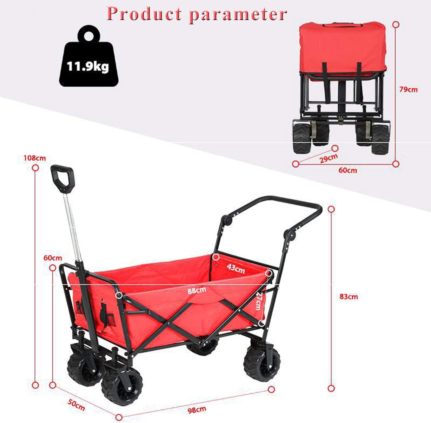 Pet Trailer Folding Pet Stroller Four-Wheel Multifunctional Dog Pull Trailer Can Bring Pets for Outdoor Camping (Black)