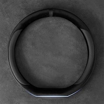 Car Steering Wheel Cover for Abarth 124 Spider Punto 500 500C 595 595C 695 Monster Suede Car Steering Wheel Protector Anti-Slip Breathable Interior Accessories,Black-D