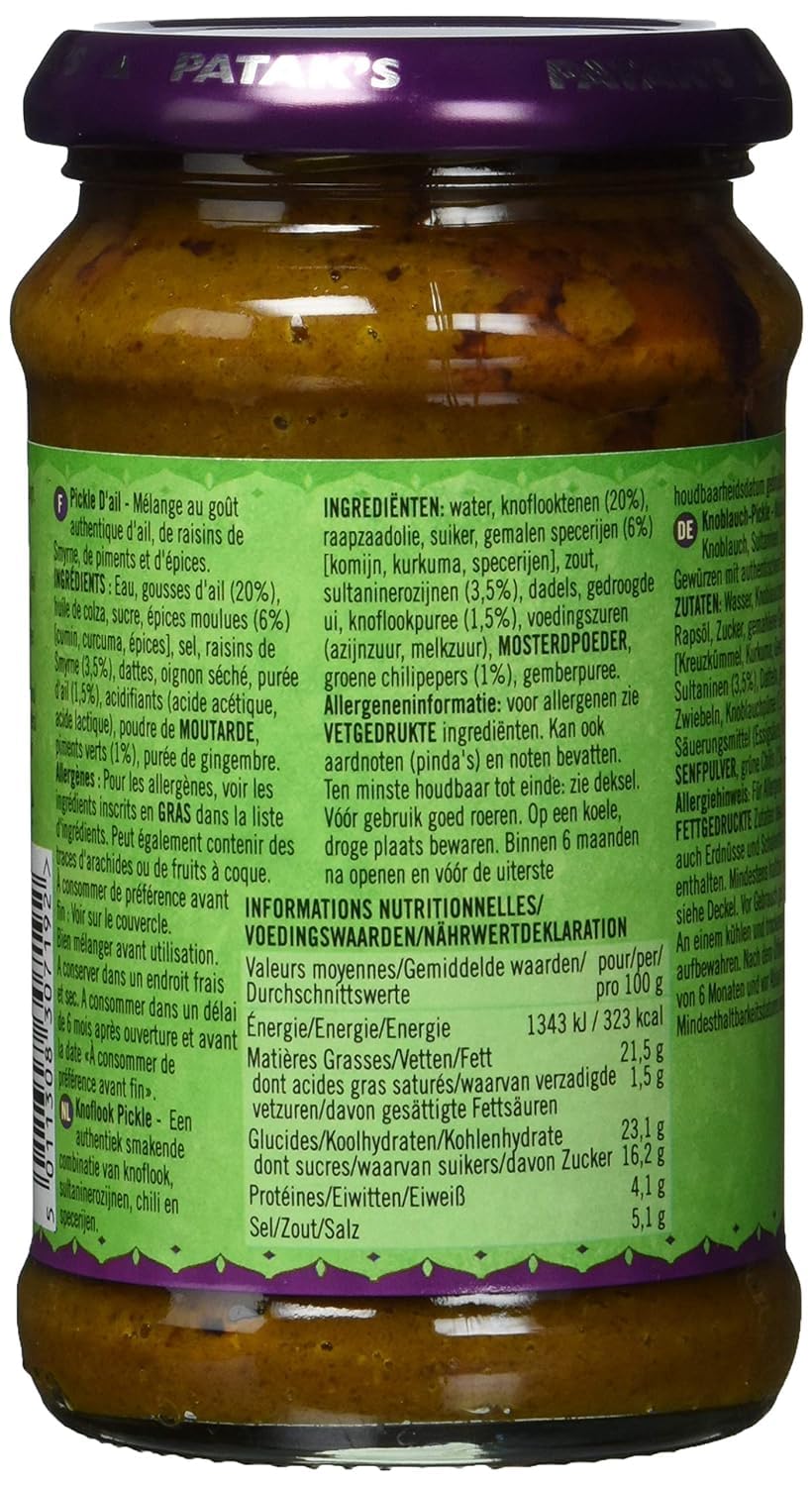 Patak's Garlic Pickle Encurtido de Ajo 283 Gramos