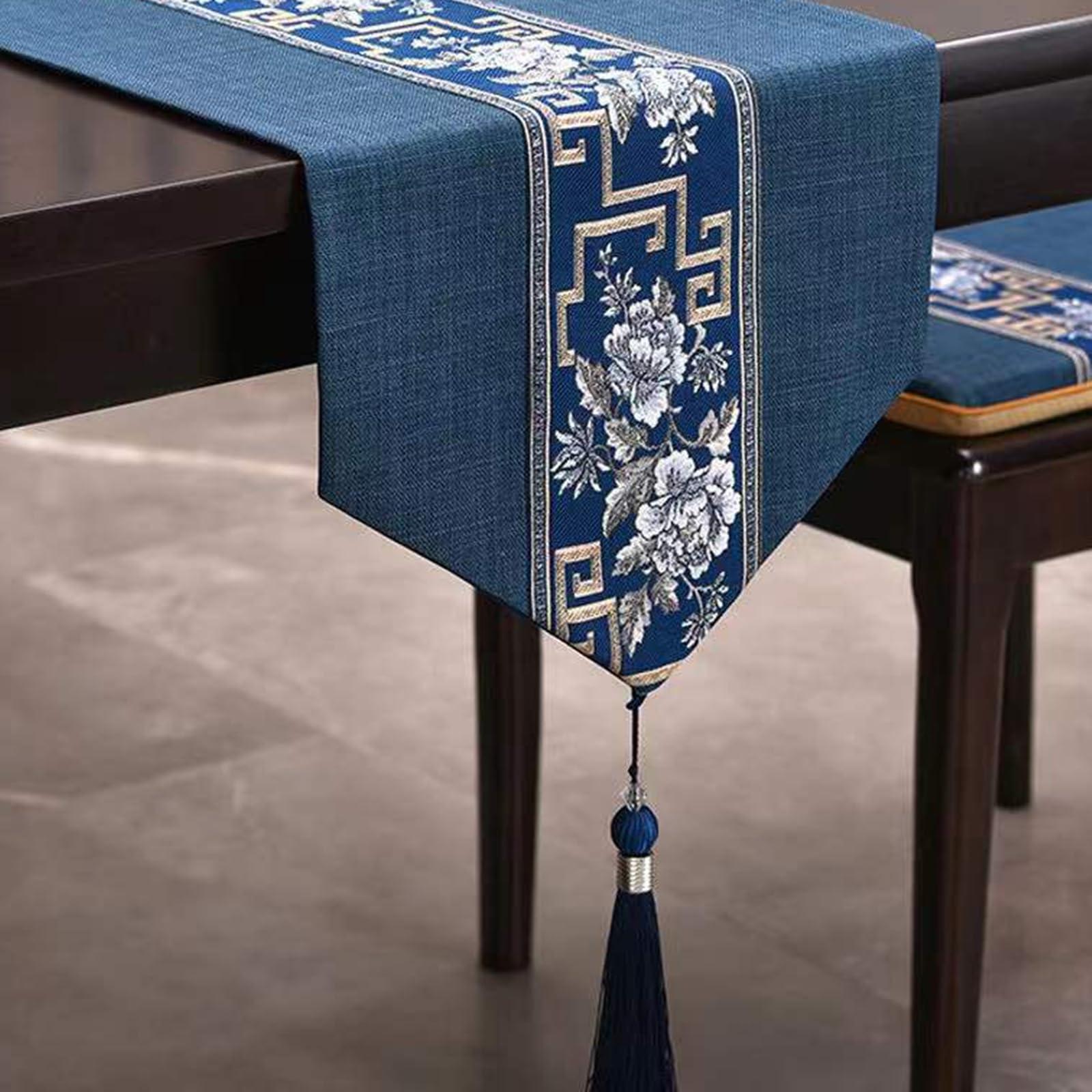 Tischläufer Leinen Modern, Tischläufer für Hochzeit 33x240 cm, Orientalisch mit Quasten