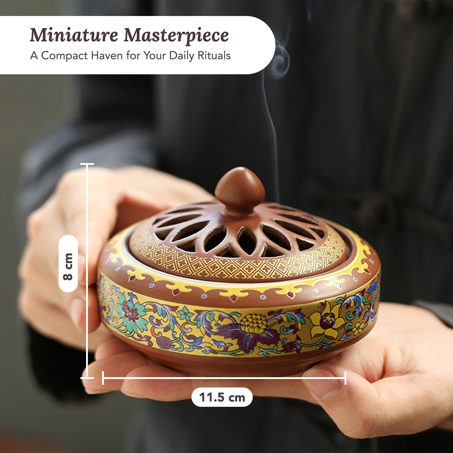 Ekhasa Ceramiczny uchwyt na palnik Dhoop Dani Loban do domu, Dhup Kapoor Dani do pudży, uchwyt na dhoop, palnik Dhuni, Samrani Dhoop Batti, stojak na kadzidełko do Pooja, stojak Dhup na kadzidełka