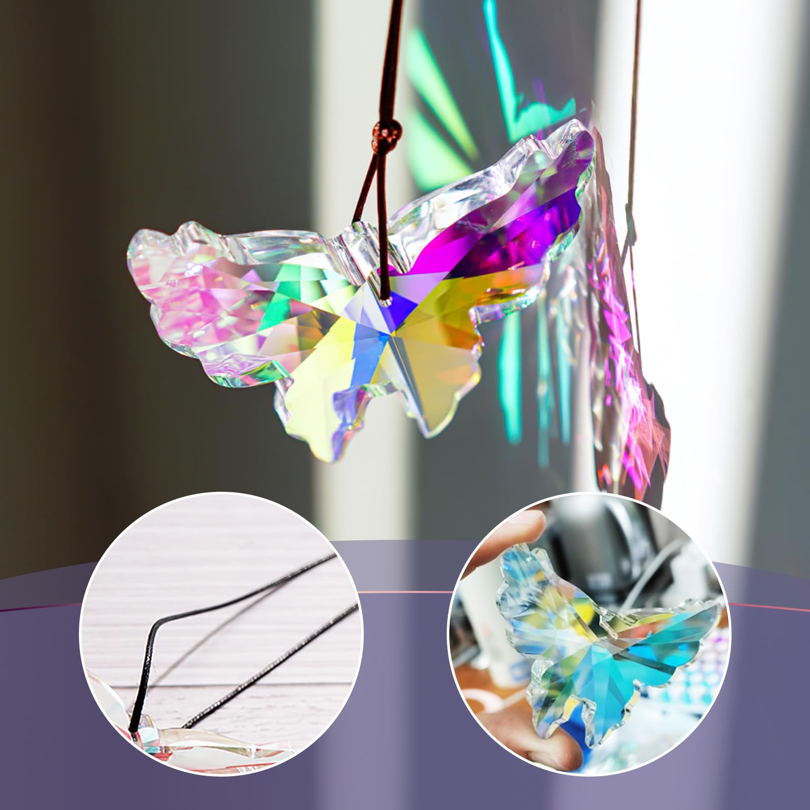 Glass Butterfly Suncatchers for Windows Hanging Crystal Sun Catchers Prism Rainbow Maker Garden Decorations Butterfly Gifts Kit for Outdoor Indoor Home Room Christmas Ornament - Image 3