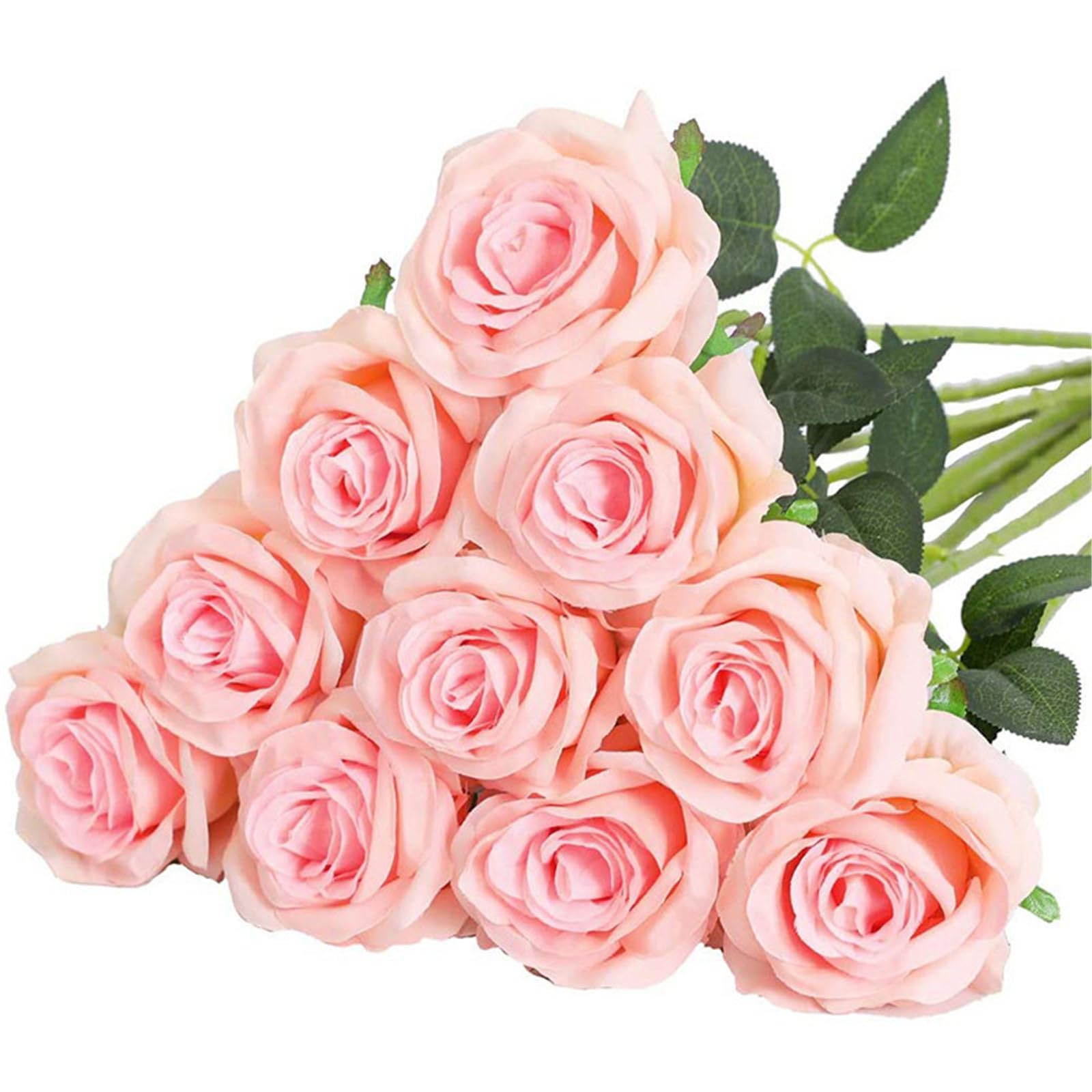 JSGHGDF Realistic Rose Flower 10Pieces Wedding Bouquet Silk Rose Home Flower Arrangement Ceremony Centerpiece Decors Realistic Silk for Wedding Decors