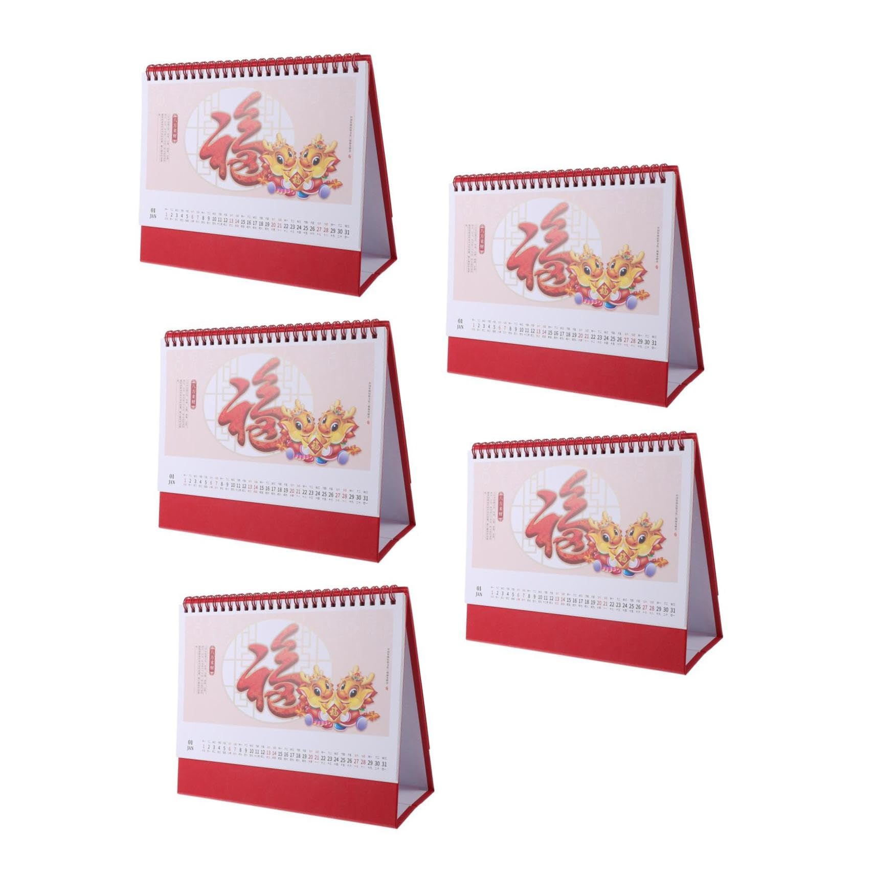 DOITOOL 5 Stück Schreibtischkalender Chinesischer Stil Monatskalender Stehend Flip Tischkalender Bürodekoration Robustes Design für Home Office