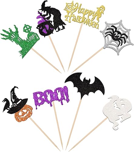 Miniatura 3 de 24 piezas de decoración de cupcakes temáticos de Halloween, espeluznante abucheo, fantasma, bruja, araña, murciélago, cupcakes, calabaza, rasgo,