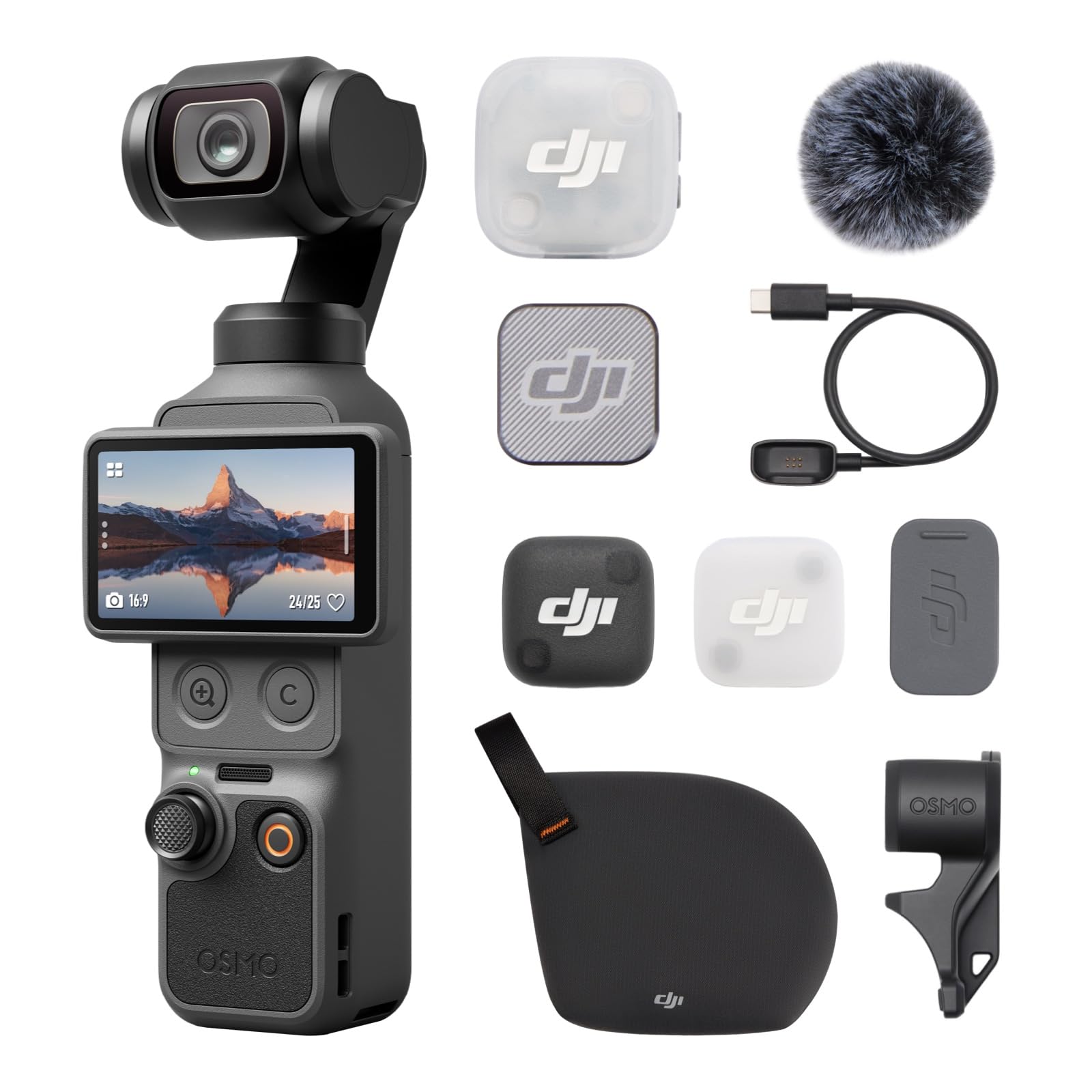 DJI Bundle Audio Osmo Pocket 4 avec émetteur Mic Mini 2, caméra vlog de Poche avec nacelle, capteur CMOS 1 Pouce et 4K/240 IPS, stabilisation sur 3 Axes, Zoom 2× sans Perte de qualité
