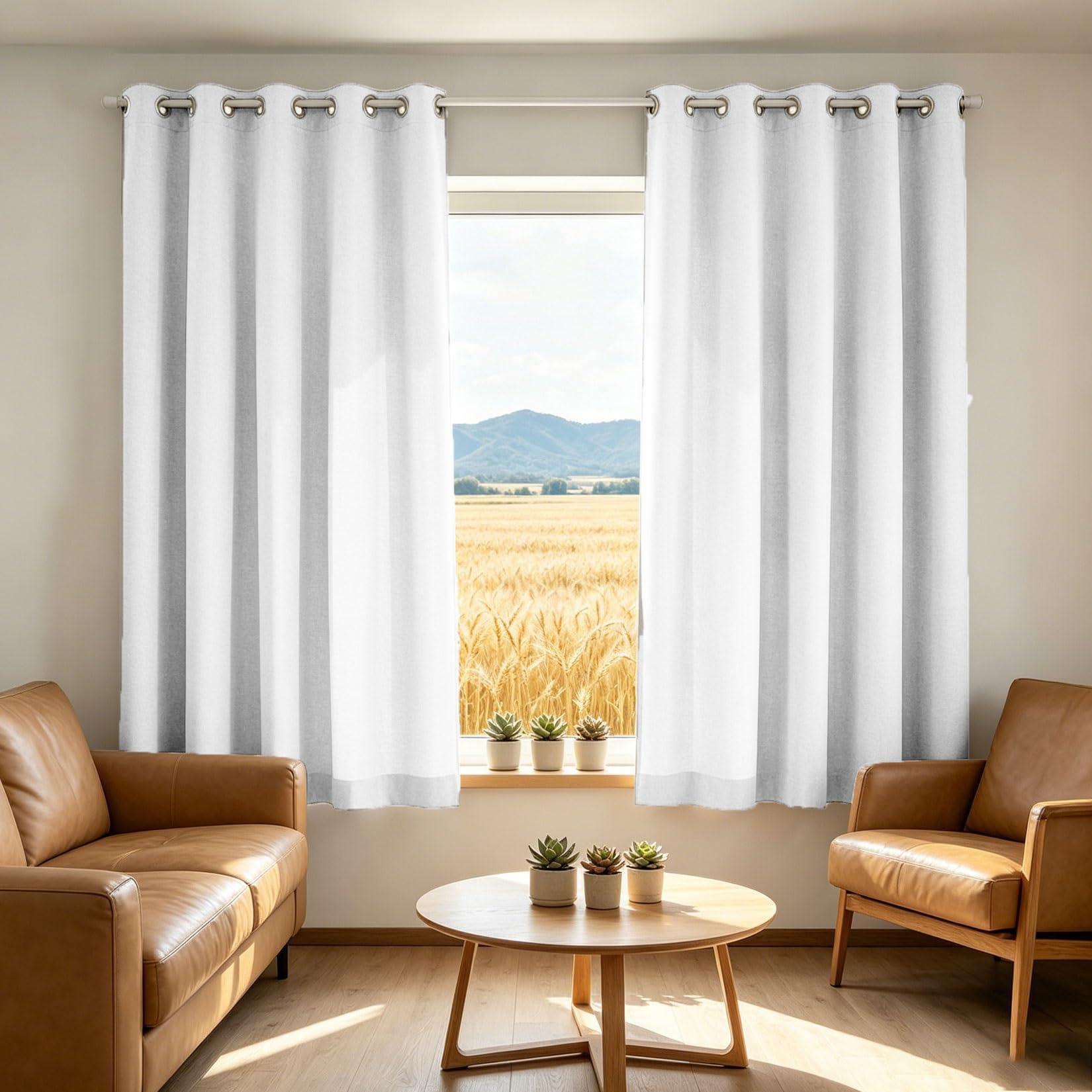 Liujyuan White Blackout Curtains 115 X 230 Cm With Eyelet, Windproof, Room Darkening Door Curtain For Bedroom Insulated Soundproof For Balcony, Kithcen Window,