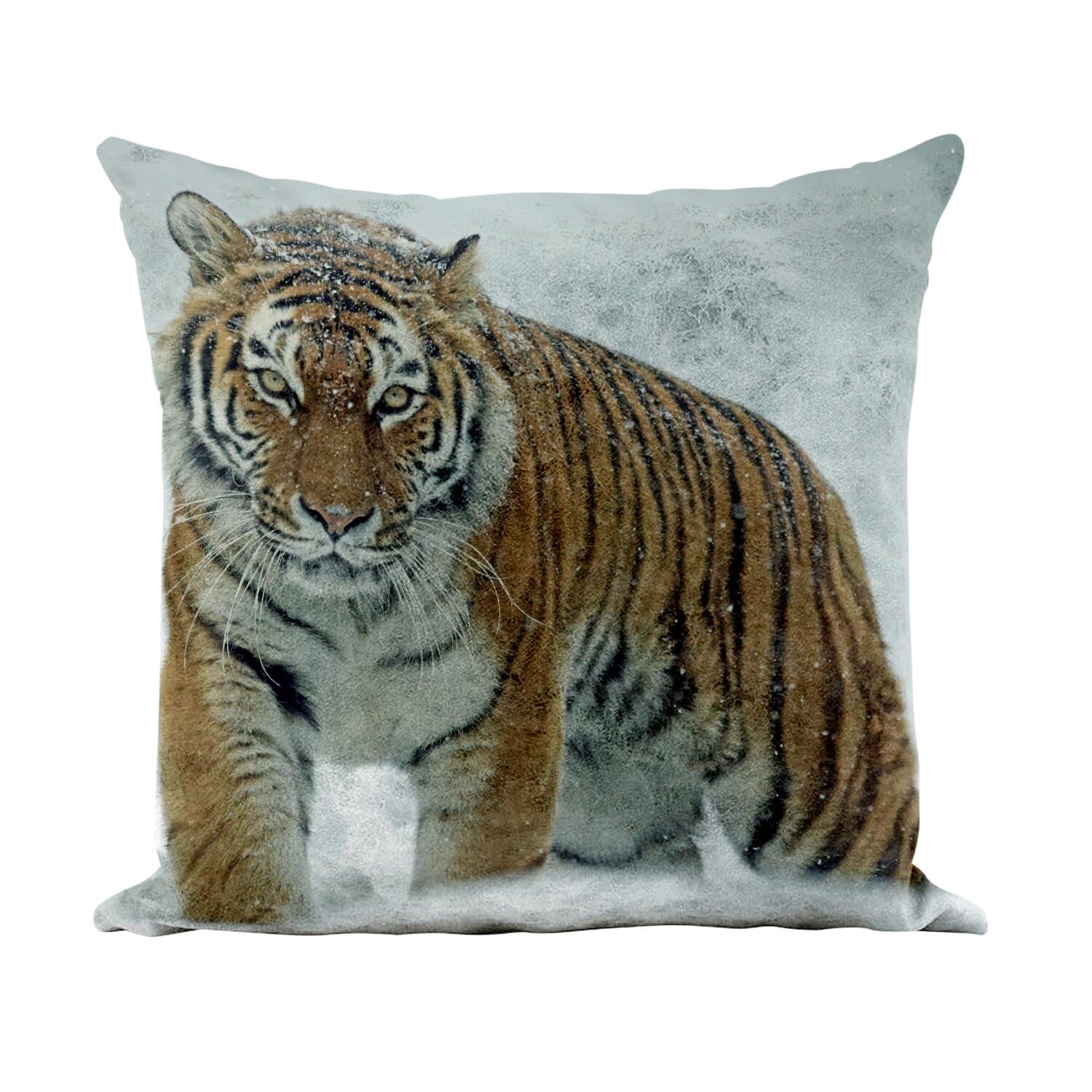 Coussin tigre 40x40 anti-tache en similicuir blanc pour habiller un canapé facilement