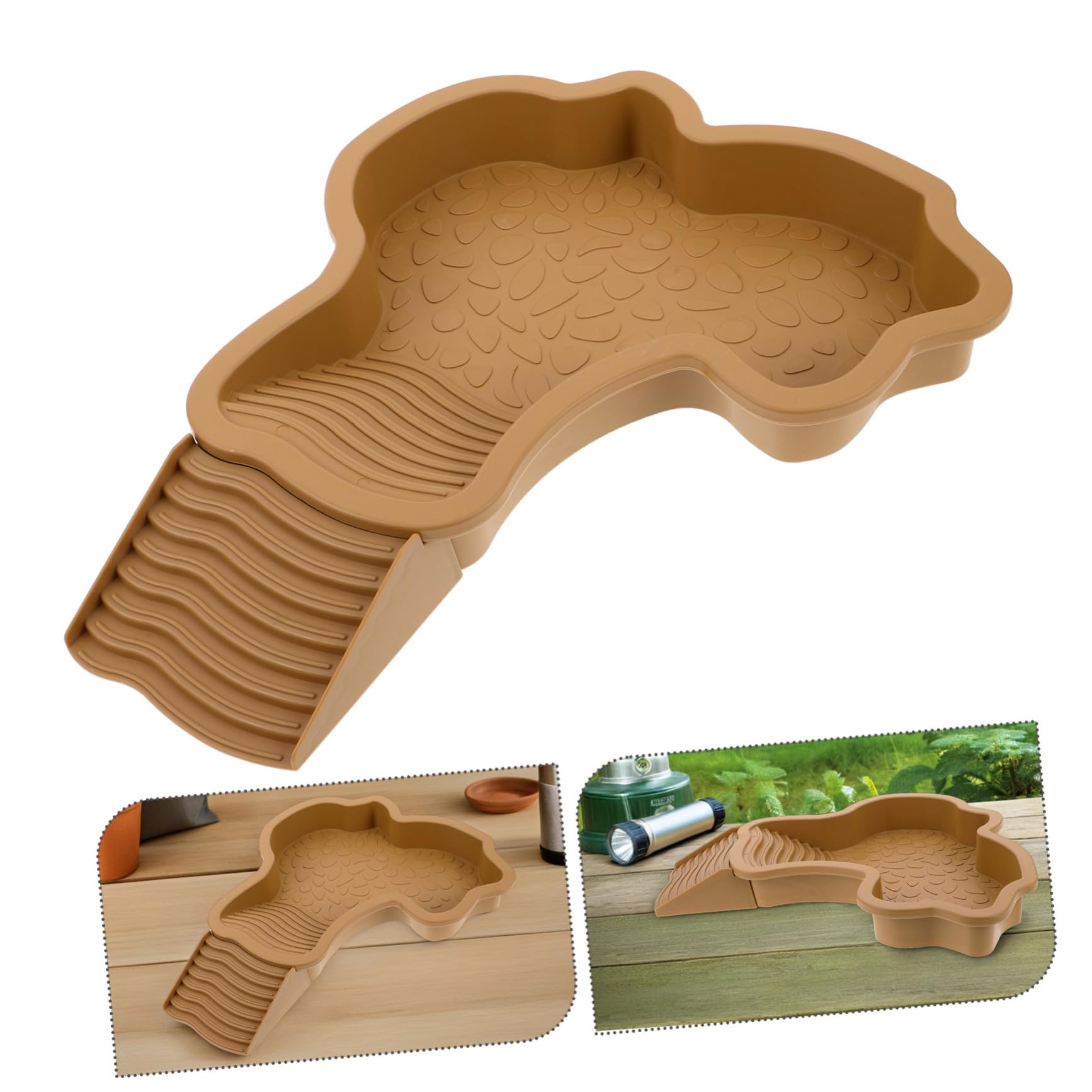 YARNOW Bañera para Tortugas Piscina de Baño con Rampa Externa y Plataforma de Descanso para Reptiles Hábitat Acuático