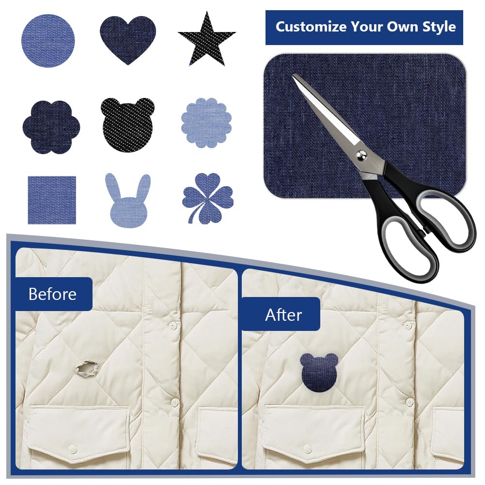 SYSUII 12 pezzi blu navy fiori applique adesivi fai da te applique pizzo applique toppe da applicare con ferro da stiro, applicazione per abbigliamento fai da te, jeans, magliette, giacche, zaini
