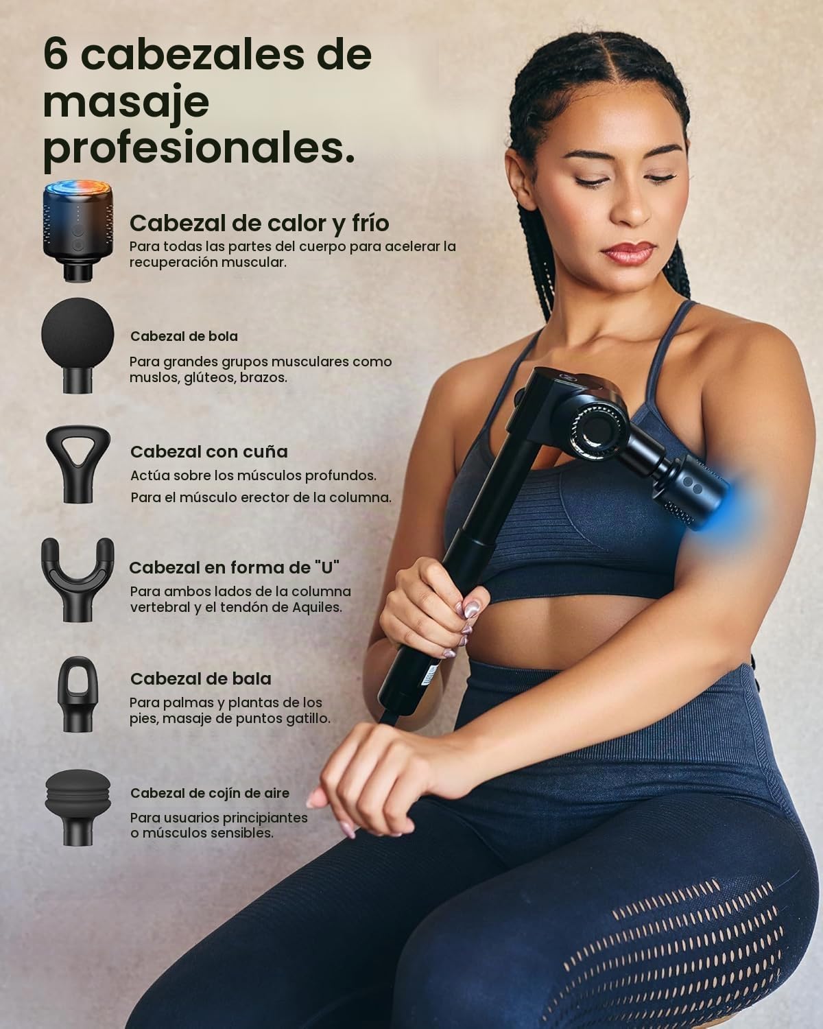 Pistola de Masaje Muscular Calor y frío,Napre Pistola Masaje Massage Gun con Mango Extensible,32 Velocidades Pistola Masajeadora Muscular Cervical y Espalda,Plegable,5 Ángulos Ajustables,LED Screen