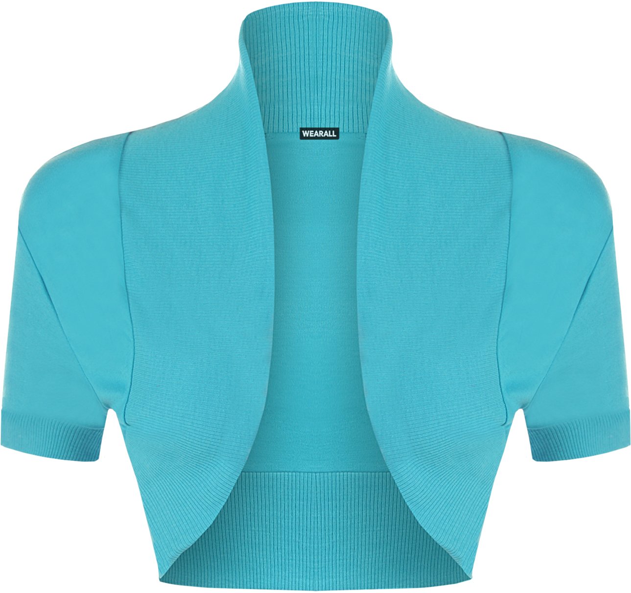 Wearall Women's Turquoise New Shrug Short Sleeve Bolero Top 12/14