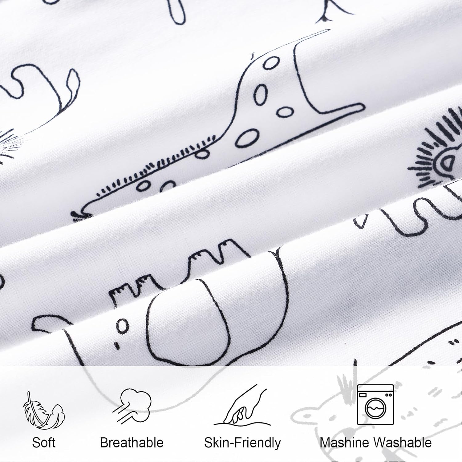 david's kids 3 Pack 100% Cotton Baby Sleep Sack 12-18 Months, Soft Baby Wearable Blankets with 2-Way Zipper, Comfy Toddler Sleeping Bags for Boys Girls Neutral, Large Size, Woodland Animals - Image 4