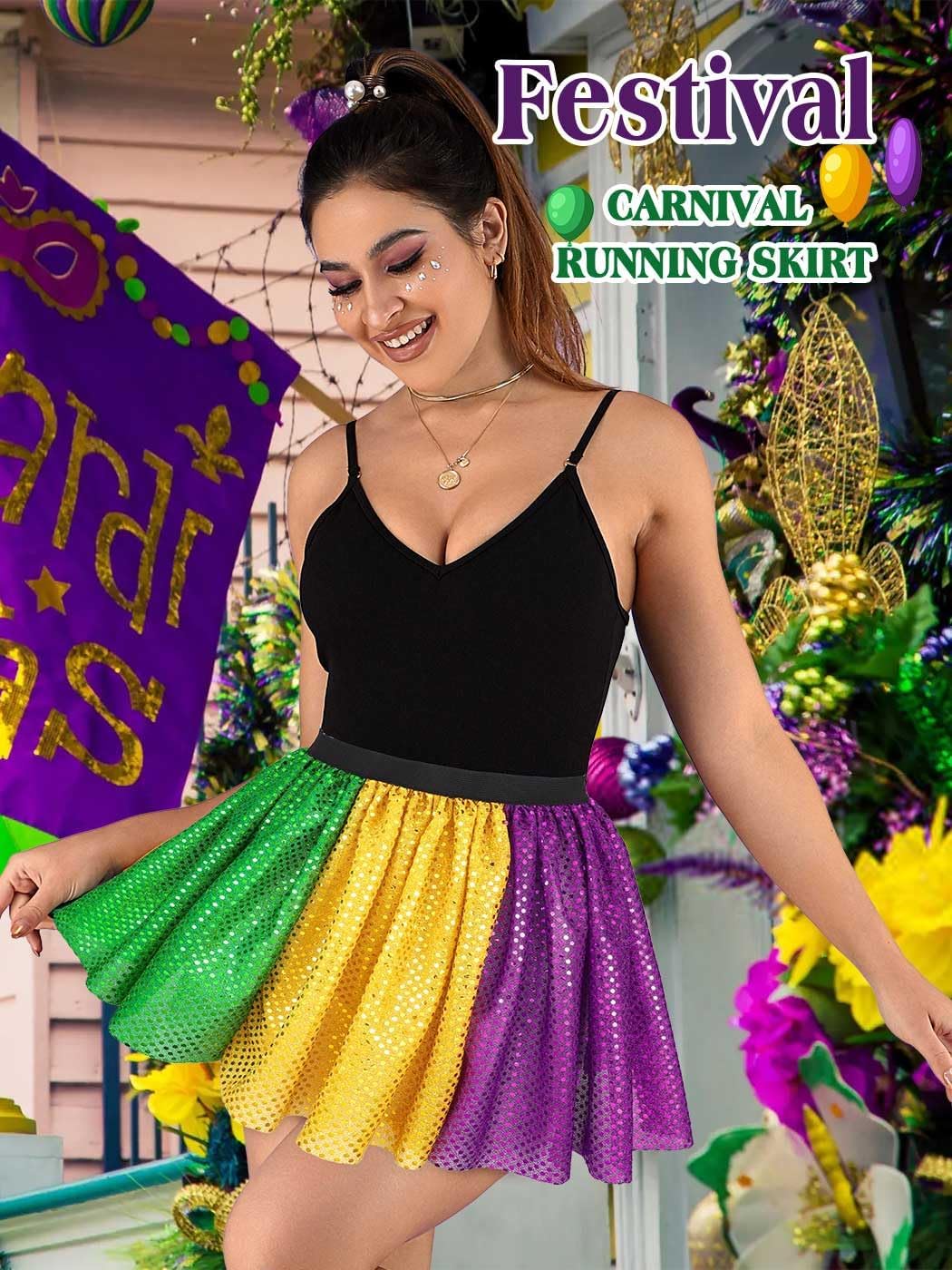 TWINKLEDE Sparkly Tutu Skirt Carnival Costume Festival Dance Skirts Outfit for Women