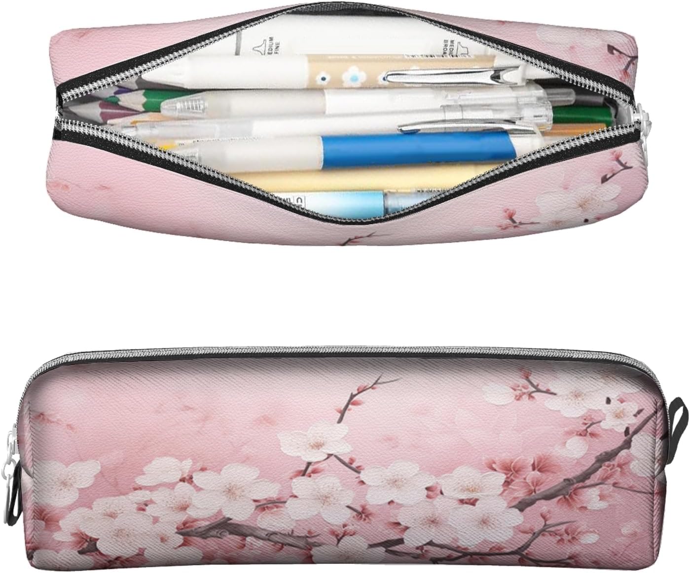 Peach Blossom Pencil Case,PU Pencil Pouch, Portable Pencil Bag, Multipurpose Pen Case for Study & Office