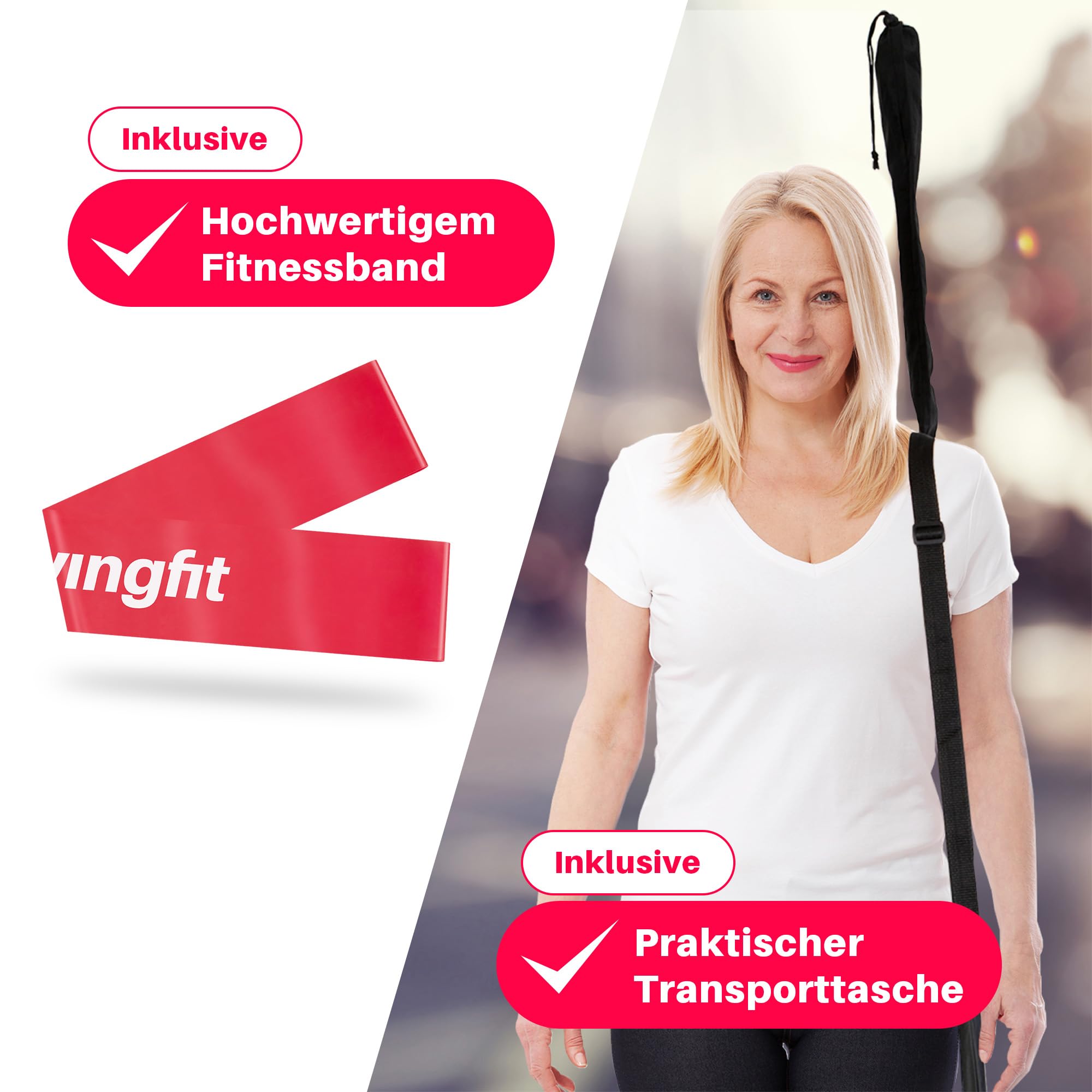 Schwingstab [inkl. Tasche, Band & Trainingsplan] - Von Therapeuten empfohlen Swingstick - Gymnastik Schwungstab für Tiefenmuskulatur