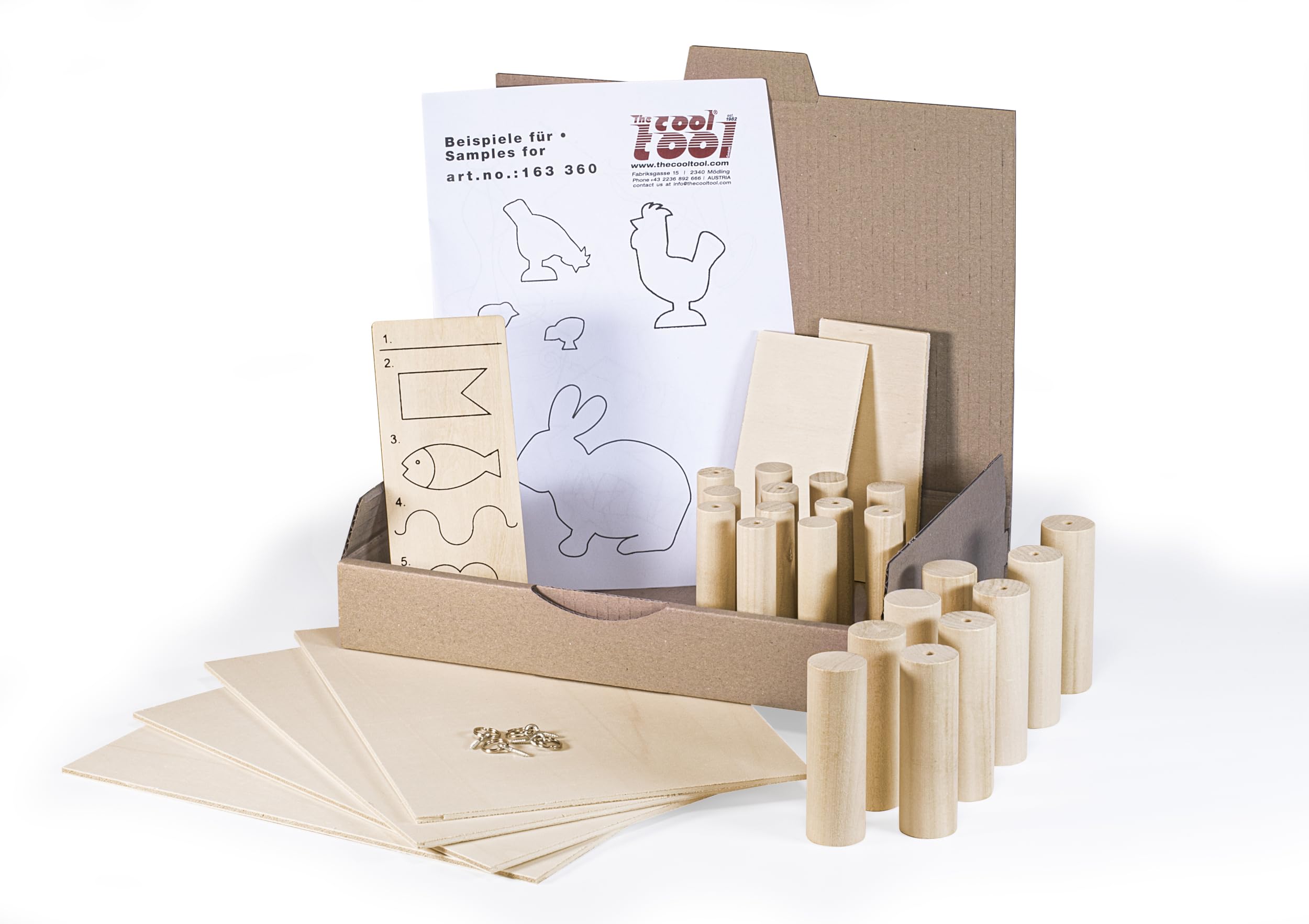 Materialpaket Drechseln + Sägen - Geeignet für PLAYmake 4in1 und UNIMAT 1 Basic - enthält Drechselholz Linde und Pappelsperrholz - mit Bauplänen