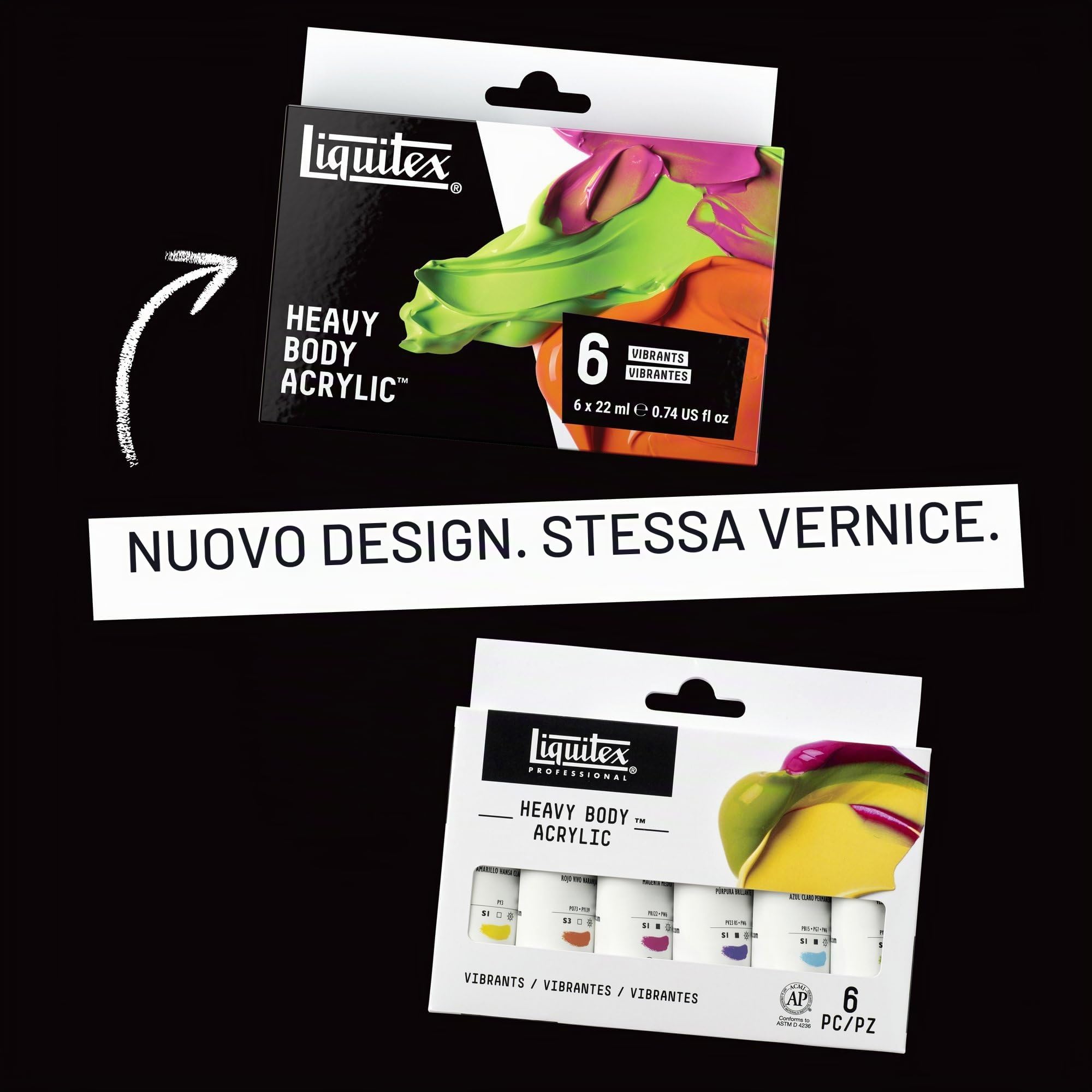 Liquitex Heavy Body - Set di colori acrilici vivaci, 6 x 22 ml