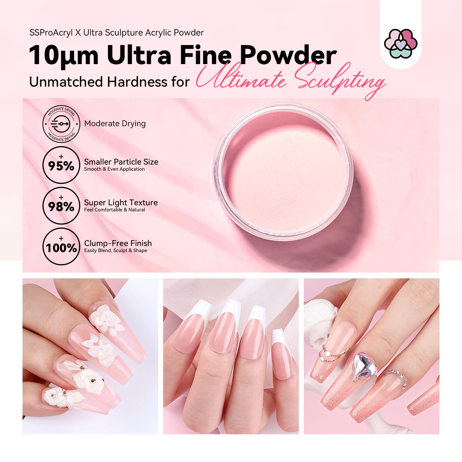 SSProAcryl Rosa Polvere Acrilica Super-Dura: 150g Polvere Acrilica alla Cheratina Levigante Polvere Acrilica per Unghie Senza Bolle Polvere Professionale per Estensione Unghie e Incisione 3D