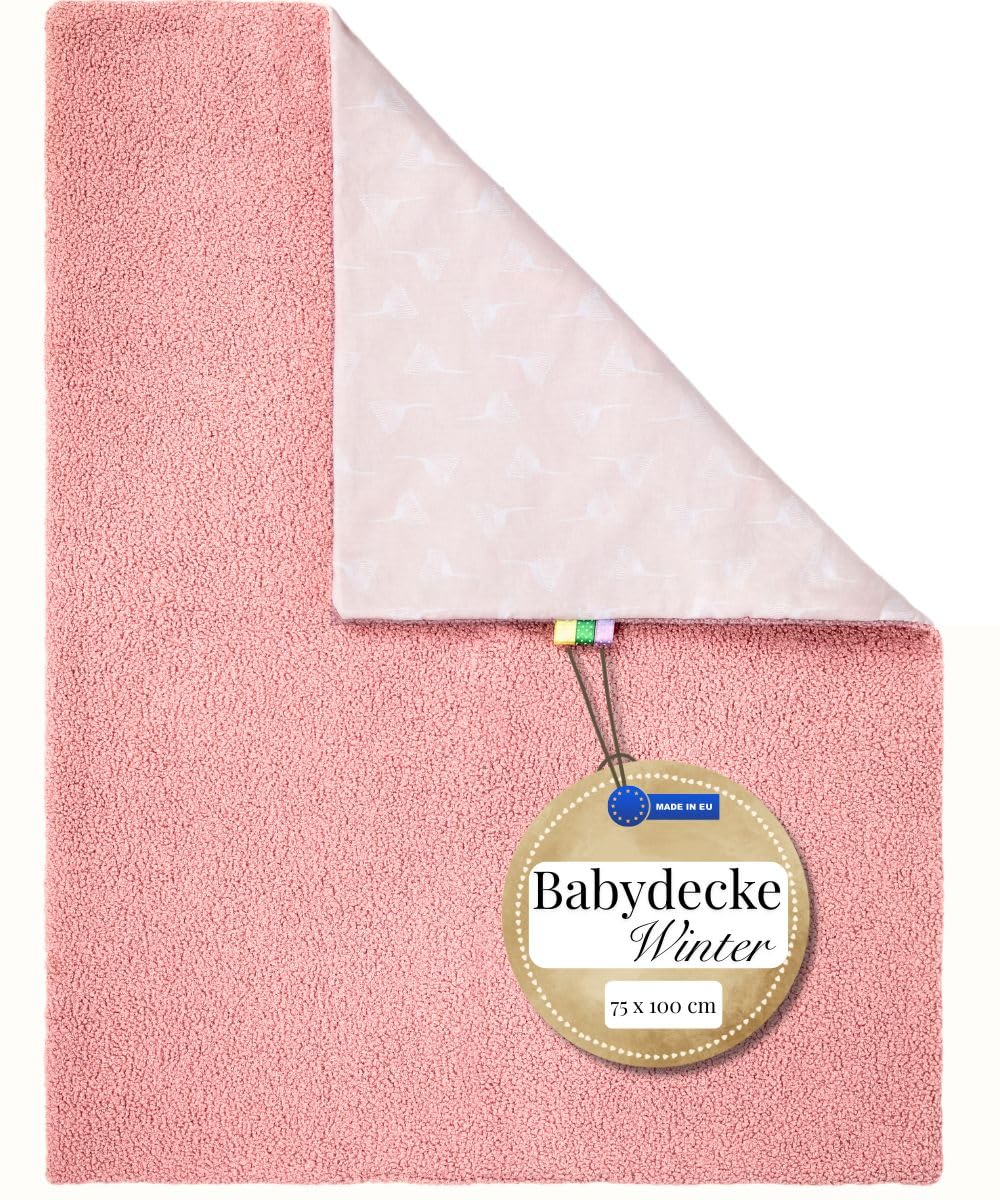 Babydecke 100x75 cm Kuschelige Kuscheldecke für Neugeborene & Babys | Bouclé Lammfell-Optik | Weiche Schmusedecke | Antiallergen & Warm | Ideal für Kinderwagen & Wiege
