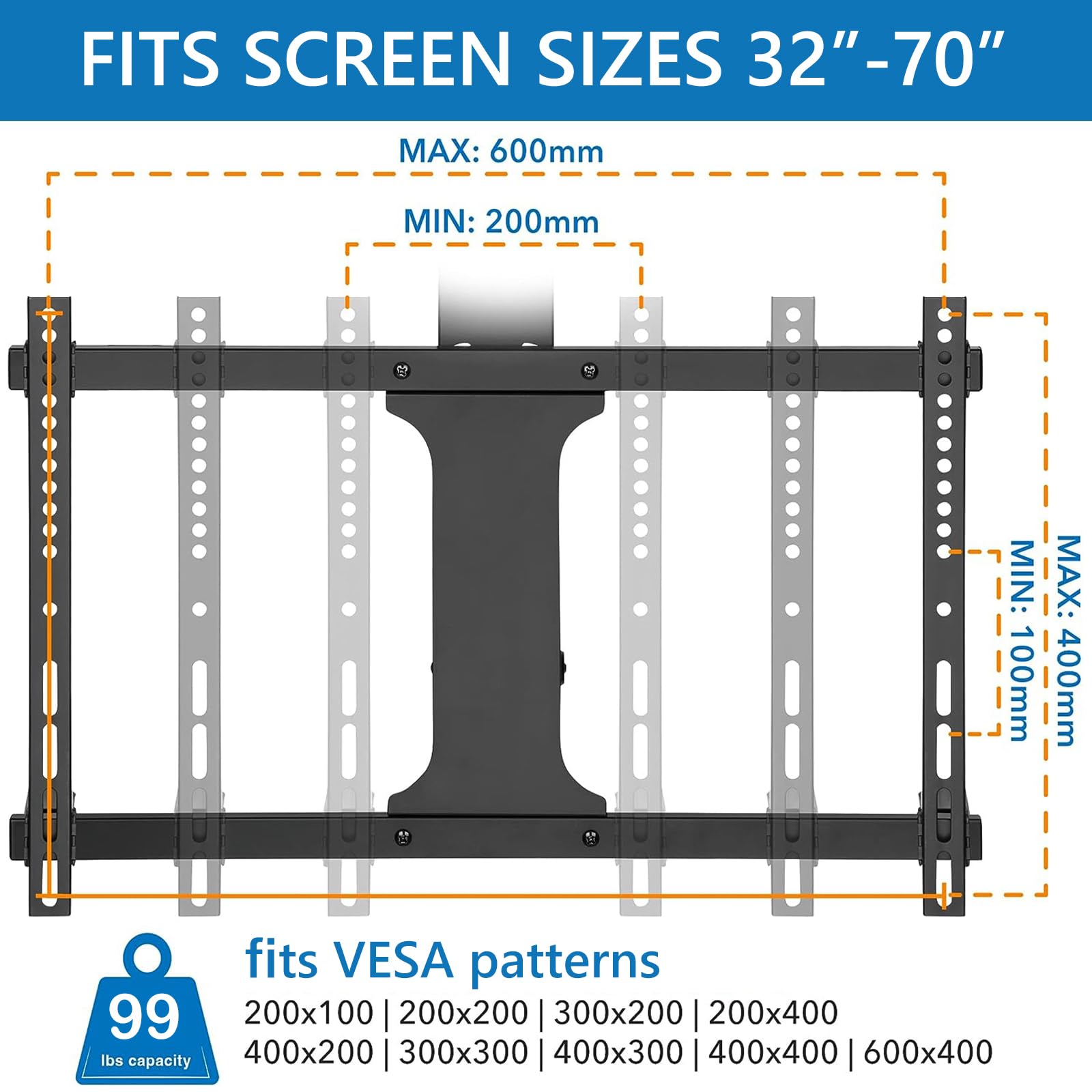Soporte Elevador Motorizado, Telescópico SSoporte para TV De Techo con Elevación Automática, 0-85 ° Abatible, Se Adapta A Televisores De 32 A 70 Pulgadas, Montaje En Techos