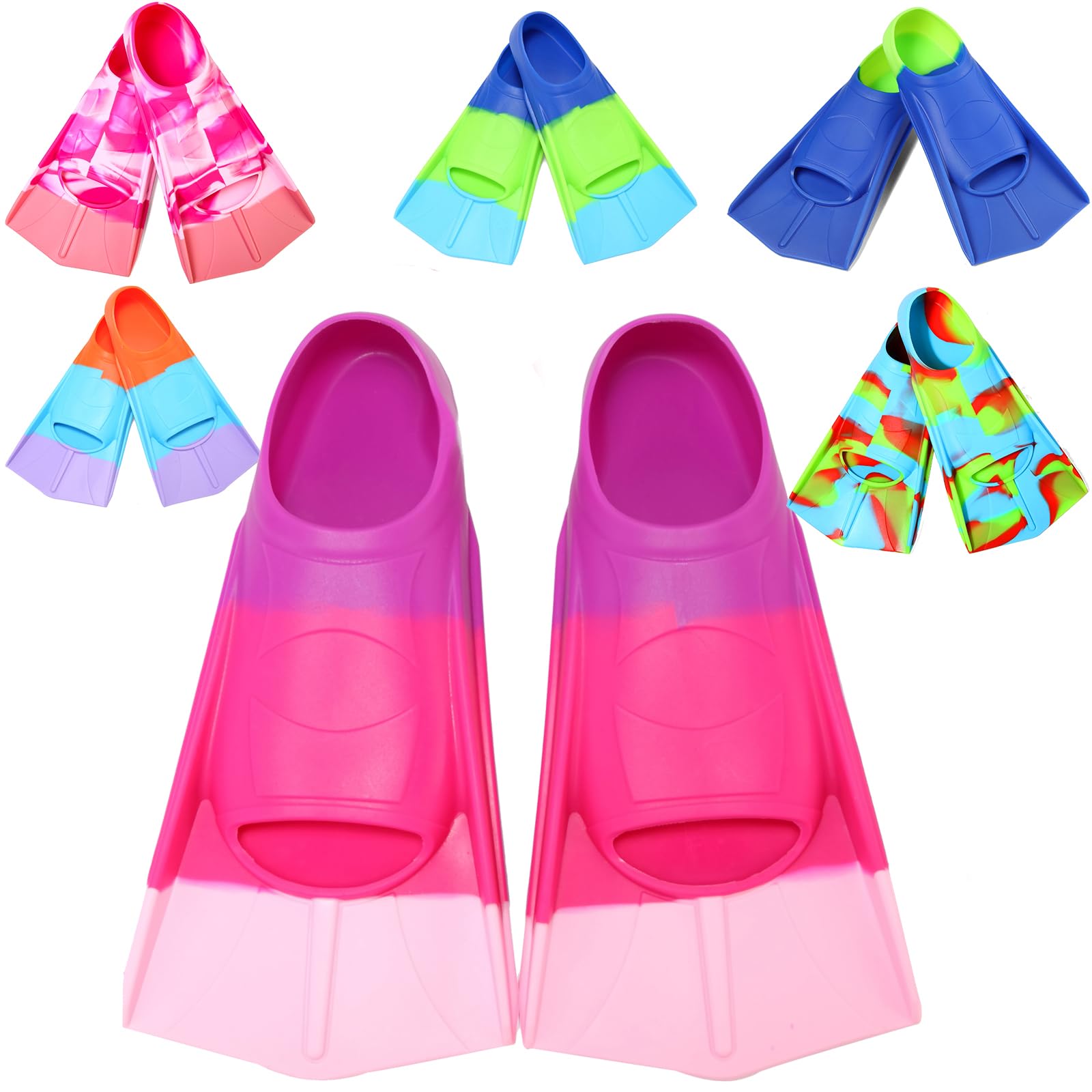 Fanwill Kids Swim Fins,Short Comfortable Flippers for Lap Swimming and Training for Child,Girls,Boys,Beginners