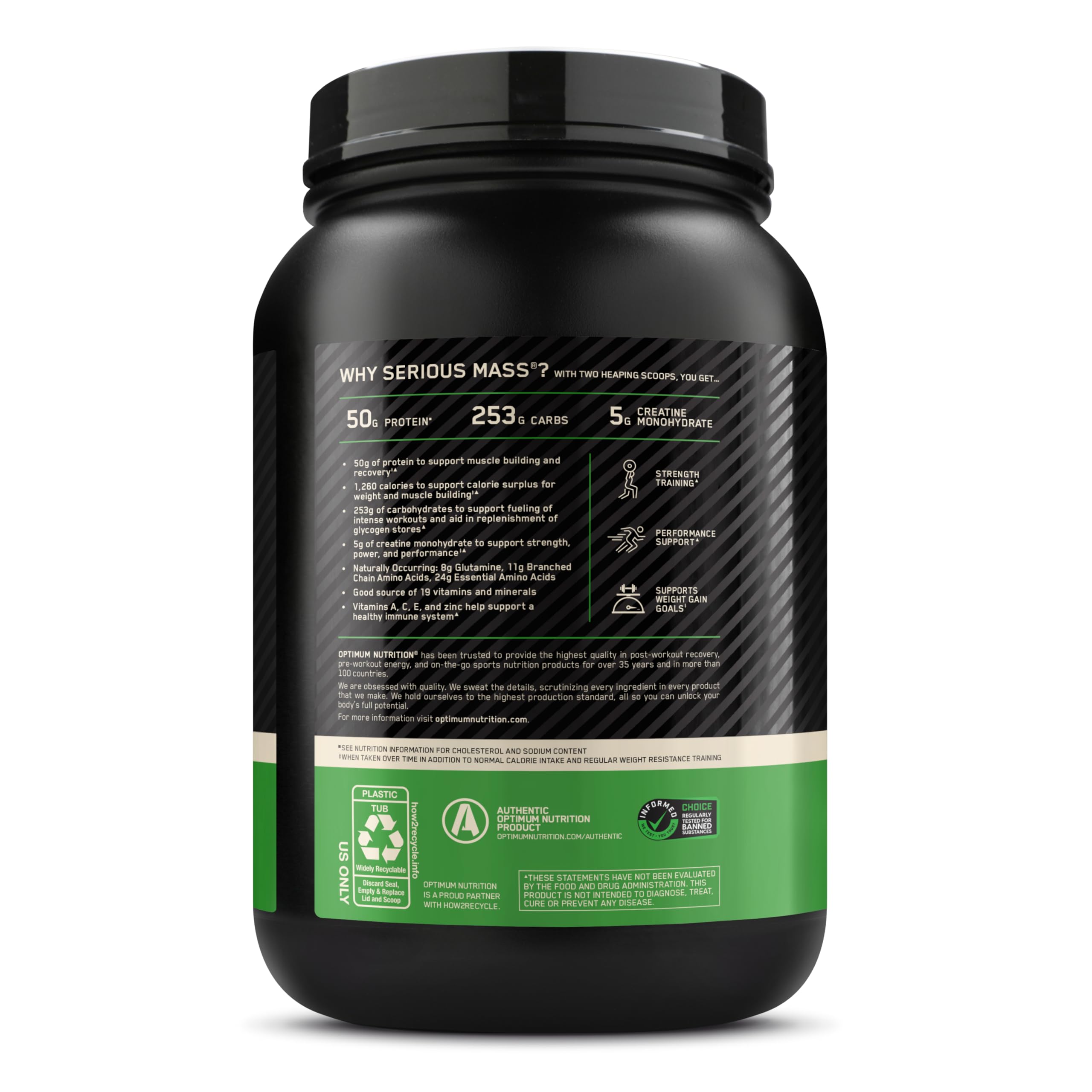 Optimum Nutrition Serious Mass Weight Gainer Protein Powder, Vanilla, 3LB — Amazon image 9