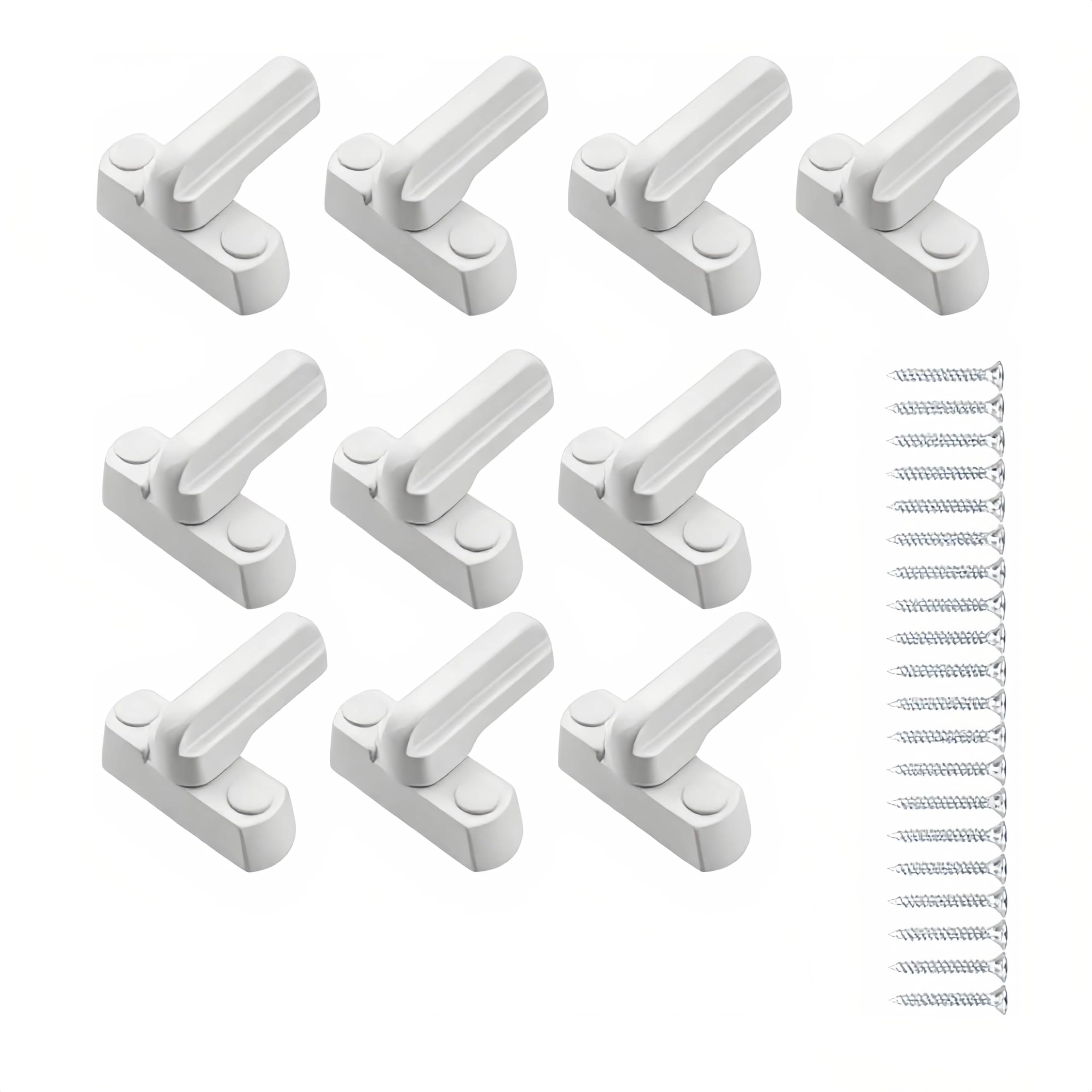 Crozgan 10Pcs Sash Jammers Window Locks with Screws Sash Blocker Jammer Security Locks Anti-Theft for UPVC/PVC Doors Windows