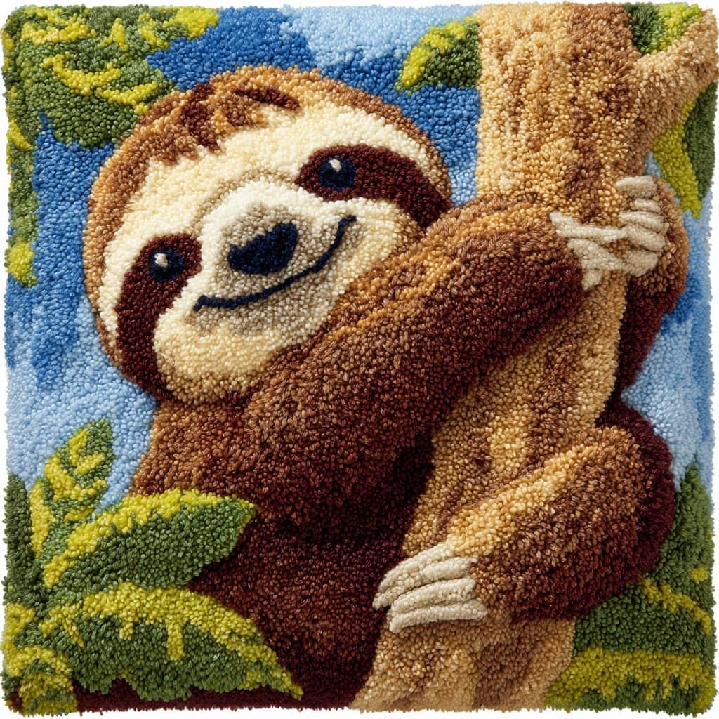 Henypt Latch Hook Kits-G Latch Hook Pillow Case Kits, Sloth