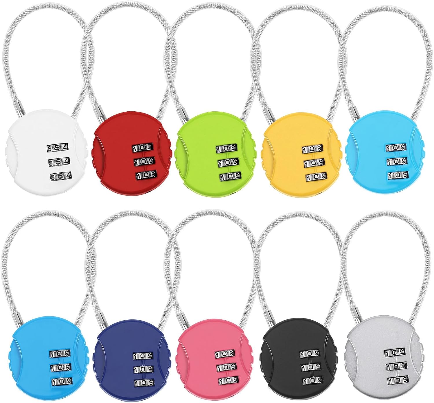 10 Pcs Steel Cable Luggage Lock 13.5cm Zinc Alloy Password Security