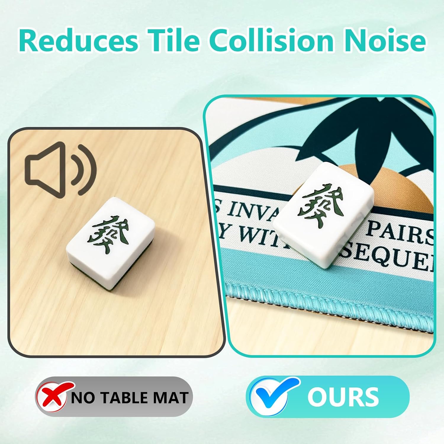 Neoprene Mahjong Mat with Rules (32.4" x 32.4"), No Creases American Mahjong Mat, Anti - Slip & Noise Reduction Mahjong Learning Mat, Mahjong Mat Gifts for Women (Green)