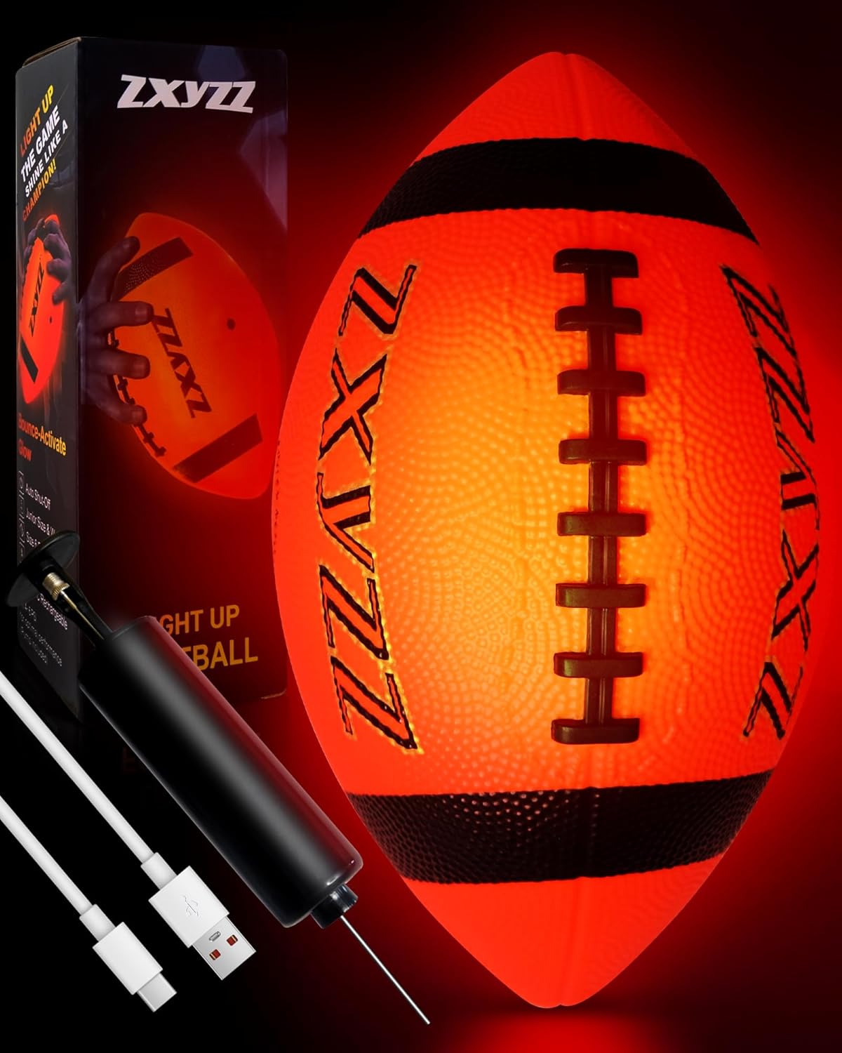 Rechargeable Glow in The Dark Football Birthday Gifts for 6 7 8 9 10 11 12 13 14 15 Year Old Boys, NO 6 Light Up Football Perfect for Teen Outdoor Sports Ideas