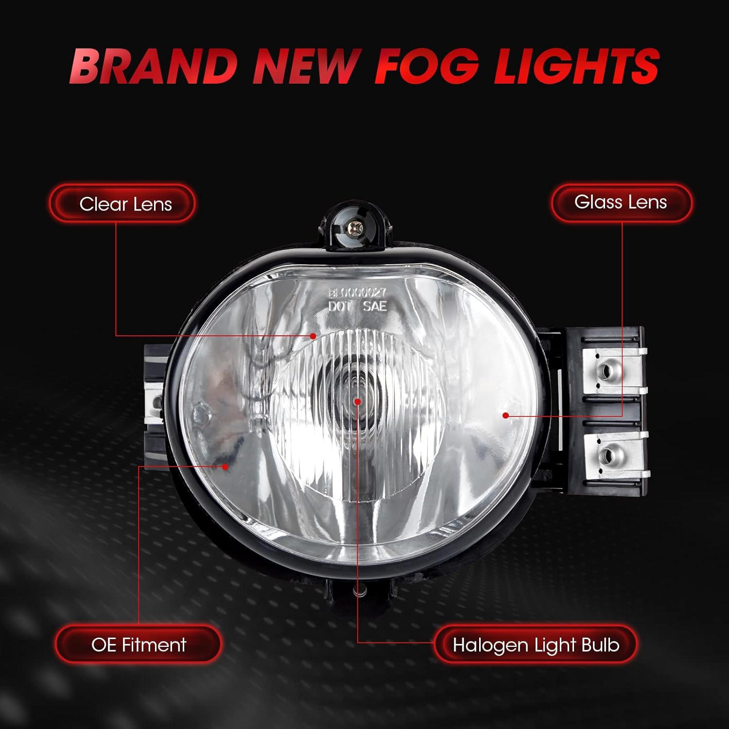 Fog Light Lamp Assembly For 2002 2003 2004 2005 2006 2007 2008 Dodge Ram 1500 2500 3500 Pickup Truck With Halogen Bulbs Included Switch And Wiring Kit